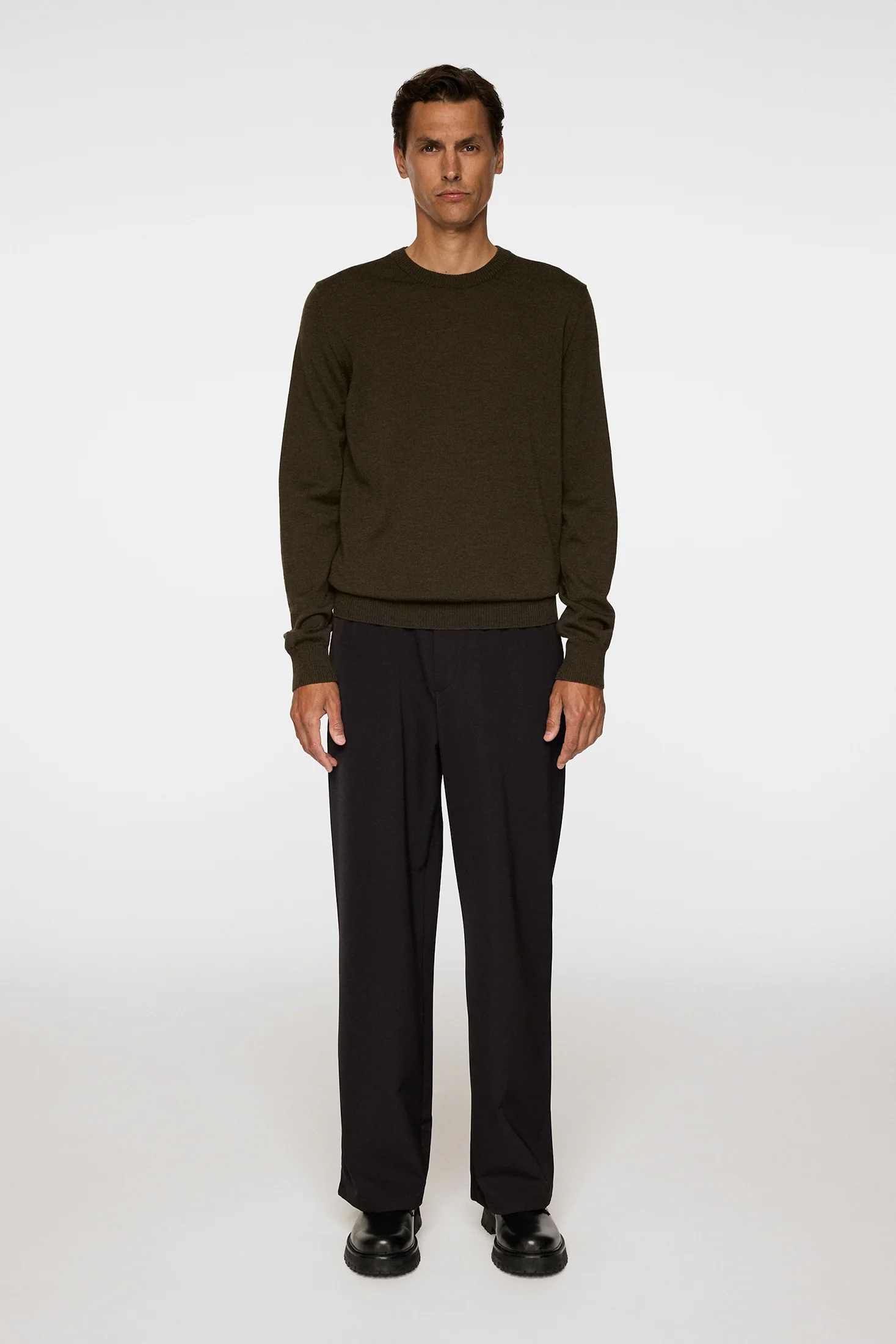 Keane Merino Crew Neck / Forest Green Melange - Image 4