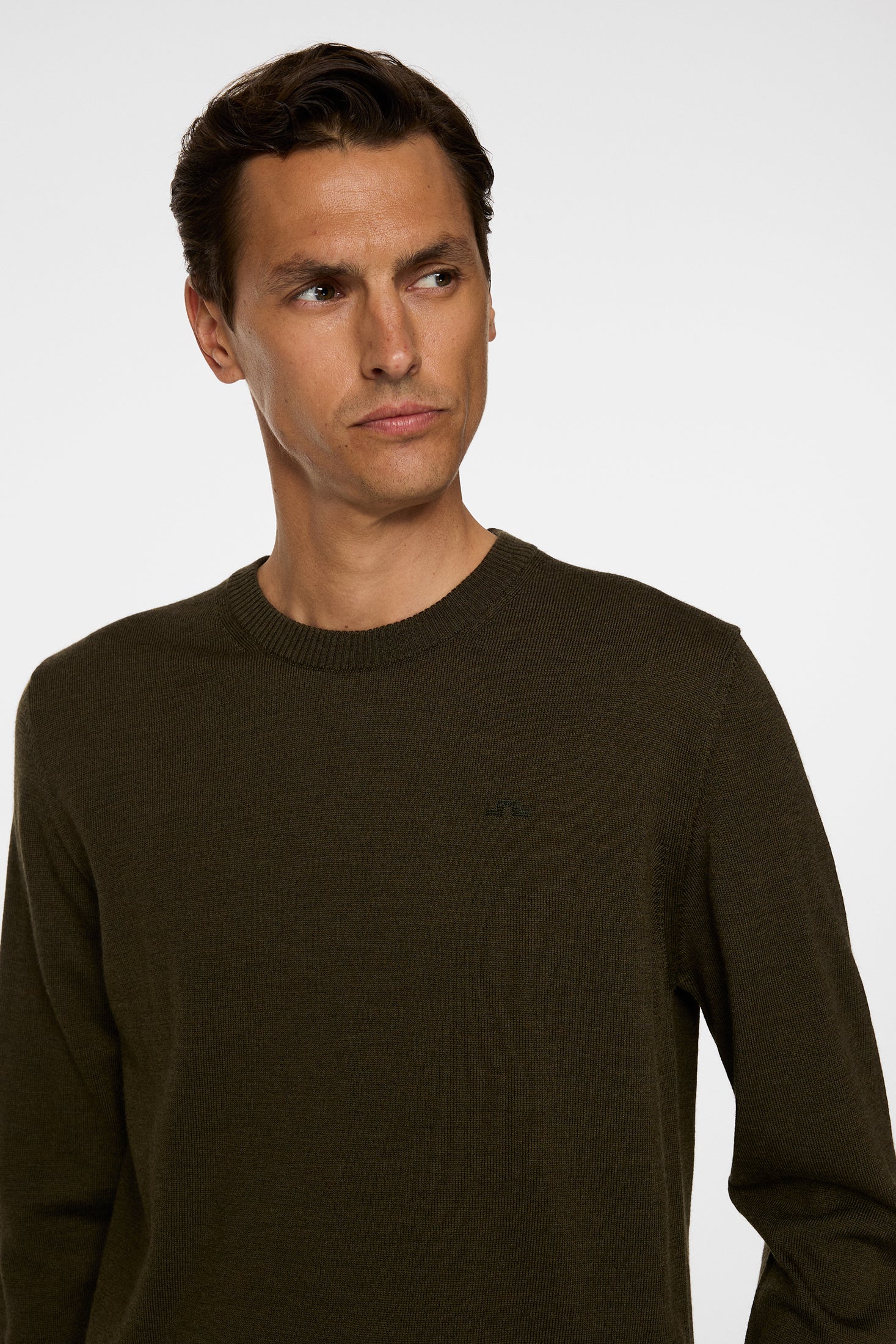 Keane Merino Crew Neck / Forest Green Melange - Image 5