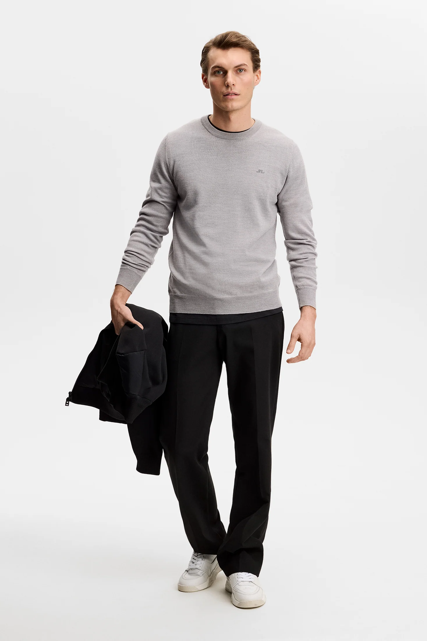 Keane Merino Crew Neck / Light Grey Melange - Image 4