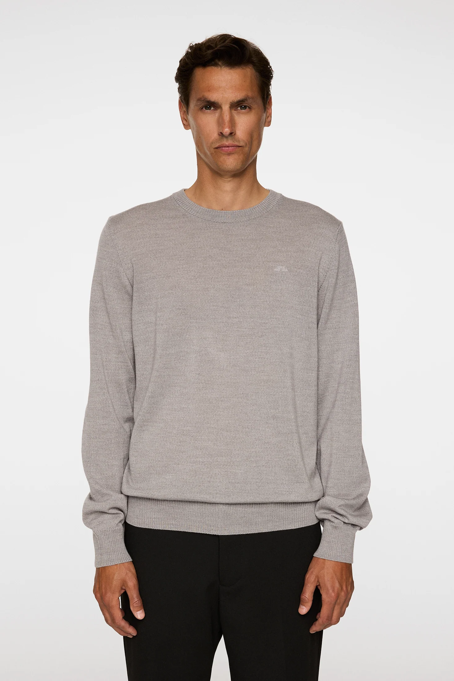 Keane Merino Crew Neck / Light Grey Melange - Image 2