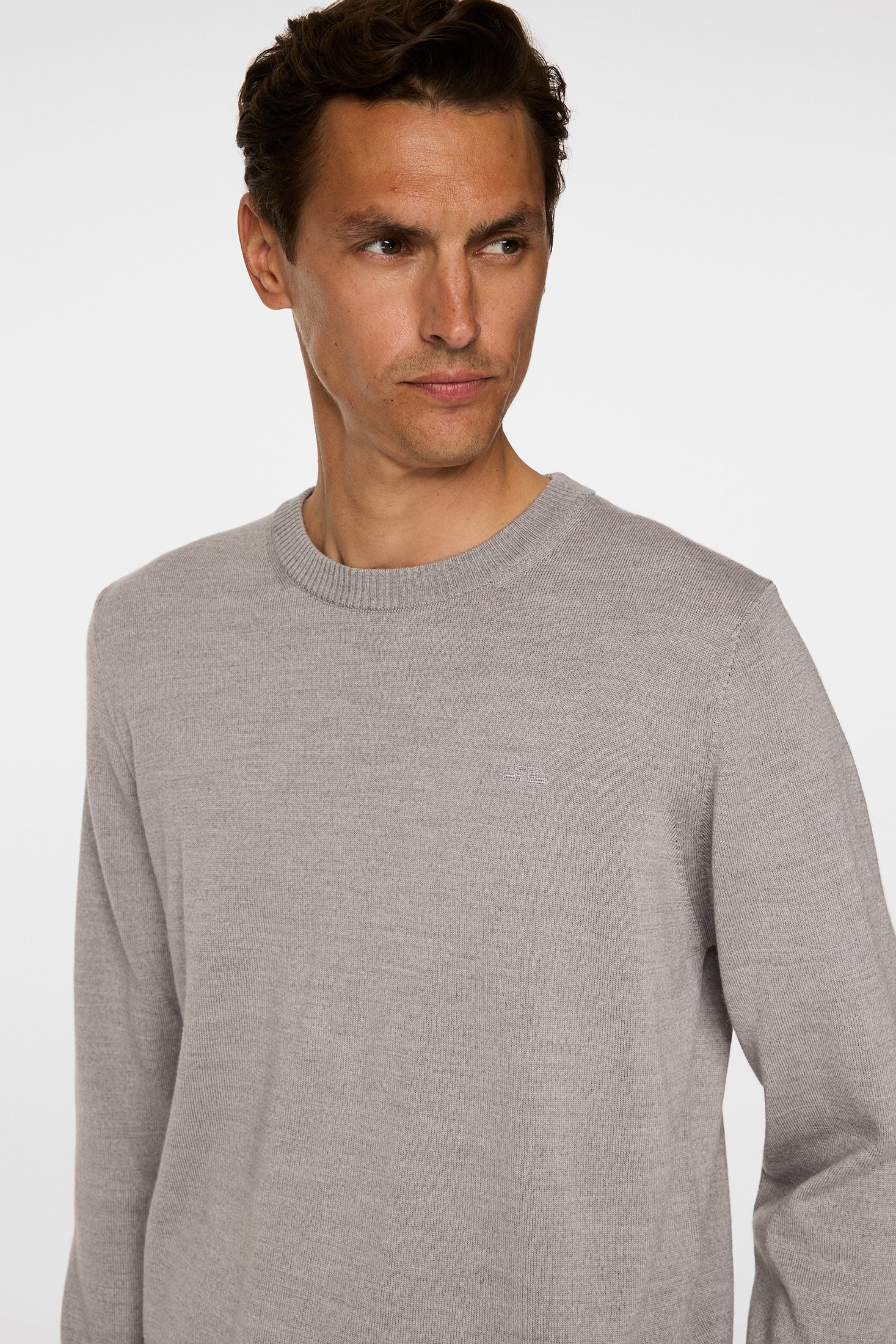 Keane Merino Crew Neck / Light Grey Melange - Image 5