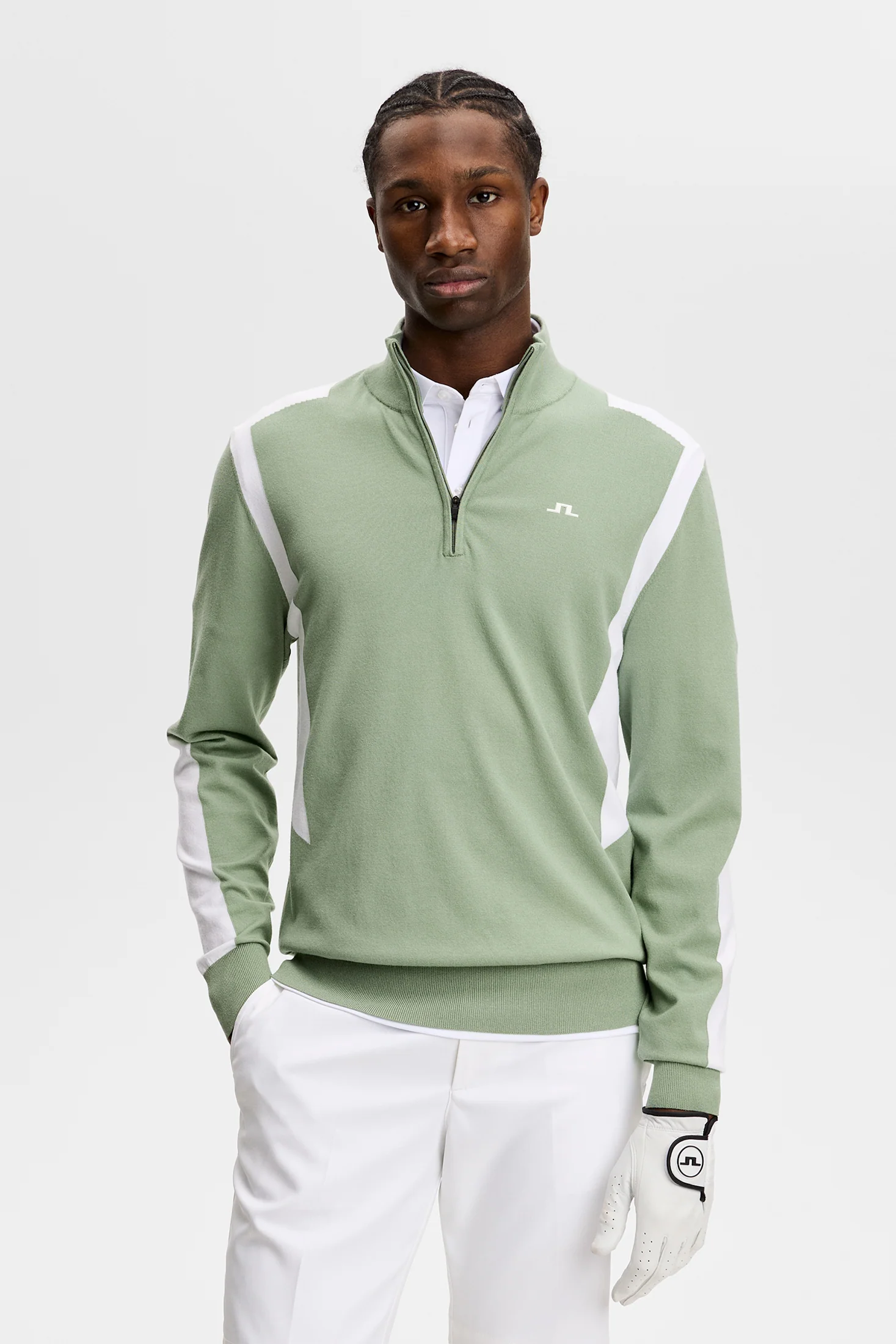 Kendrick Knitted Zip Sweater / Hedge Green - Image 2