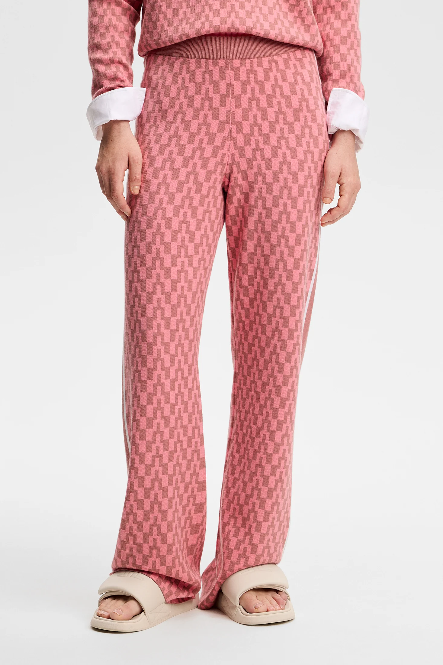 Kera Knitted Jacquard Pant / Bridge Stack Rose M - Image 2