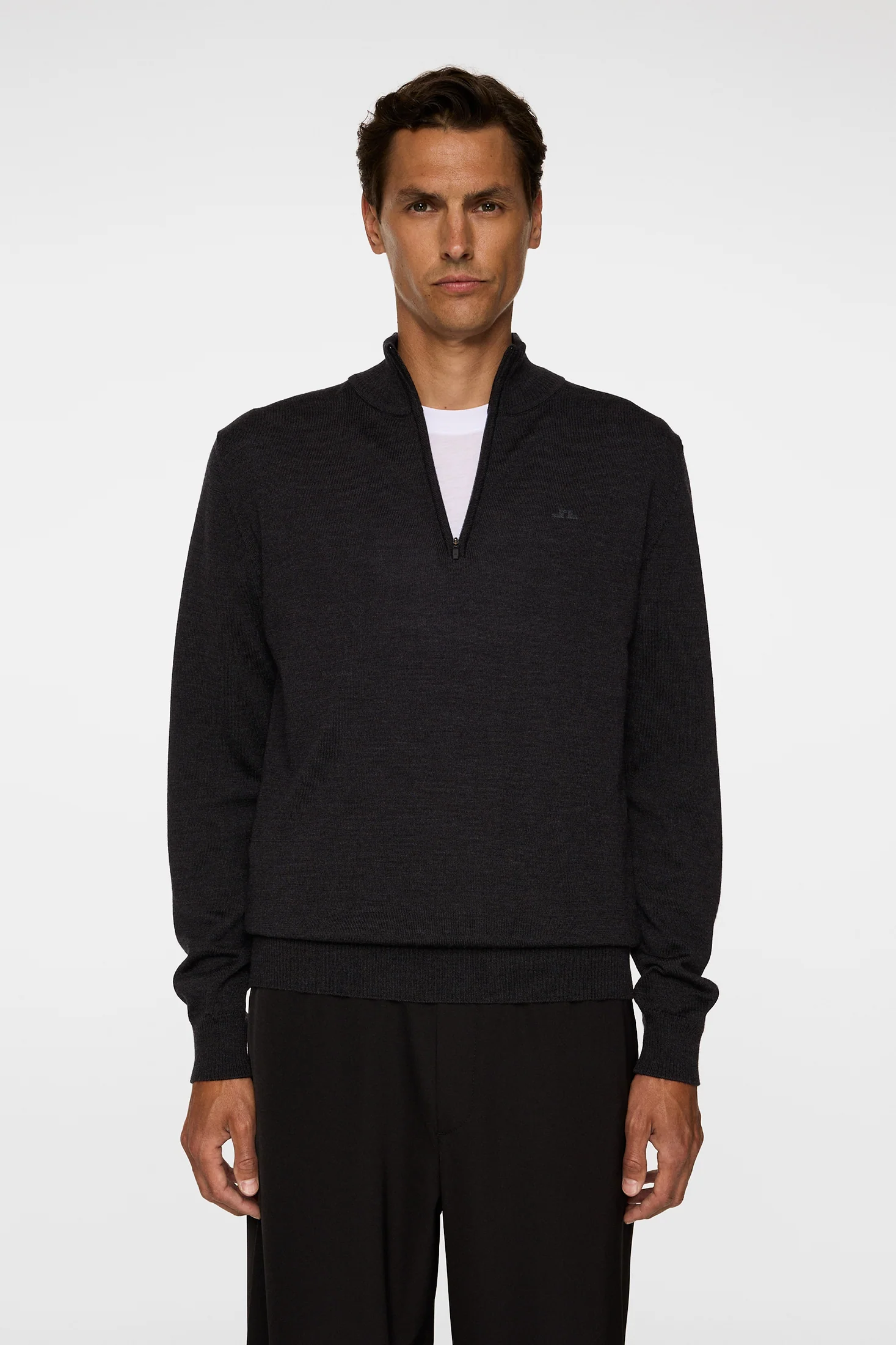 Kiyan Merino Quarter Zip / Dark Grey Melange - Image 2