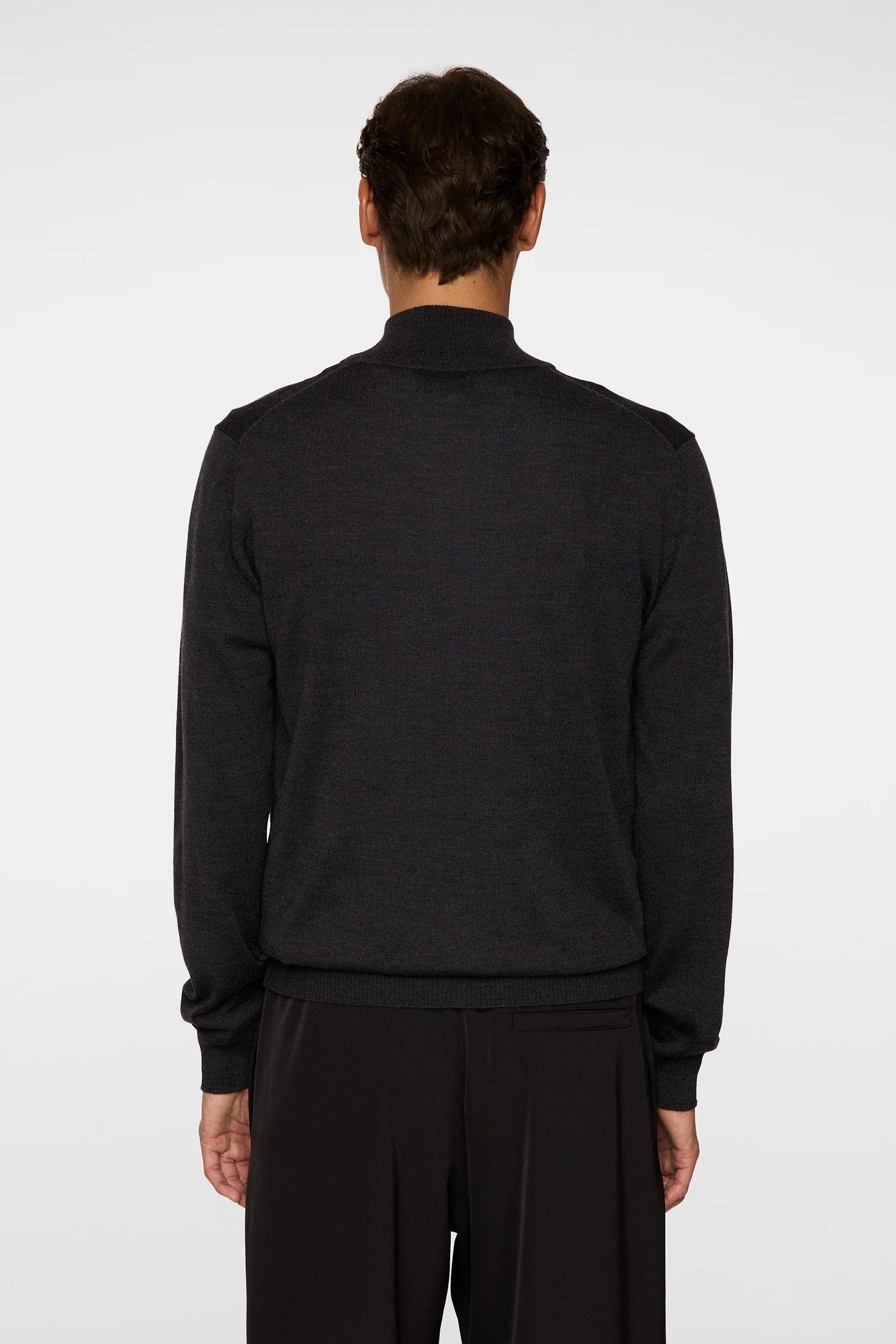 Kiyan Merino Quarter Zip / Dark Grey Melange - Image 3