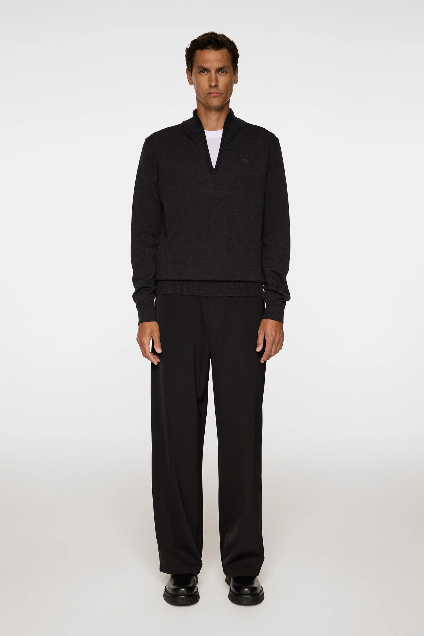 Kiyan Merino Quarter Zip / Dark Grey Melange - Image 4