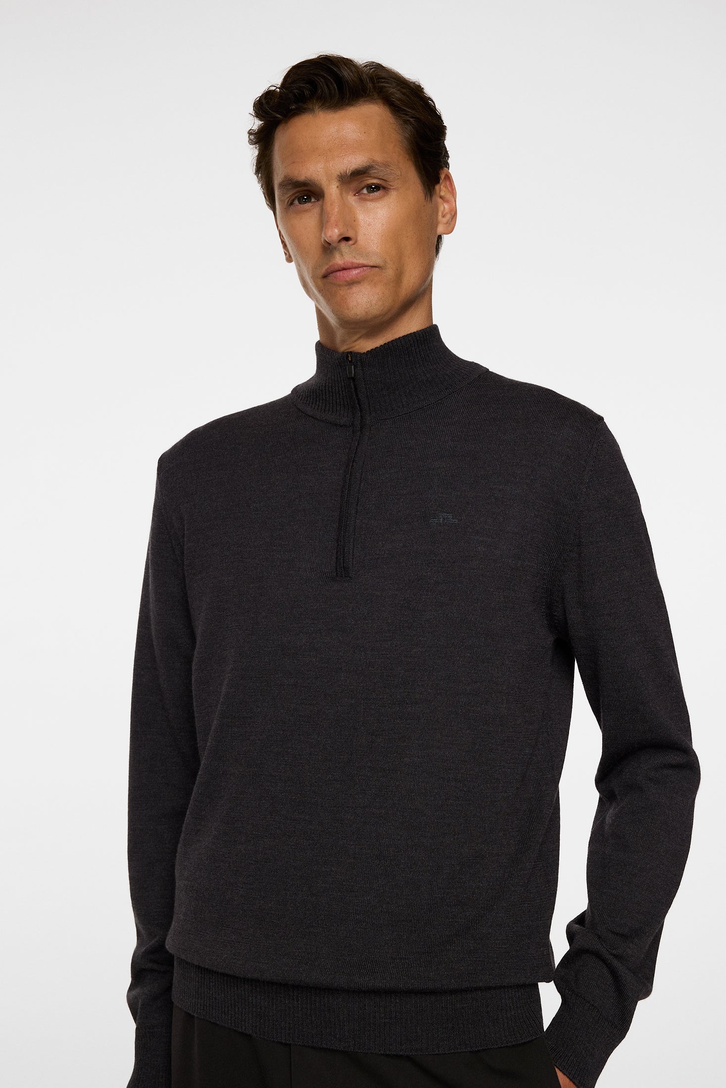 Kiyan Merino Quarter Zip / Dark Grey Melange - Image 5