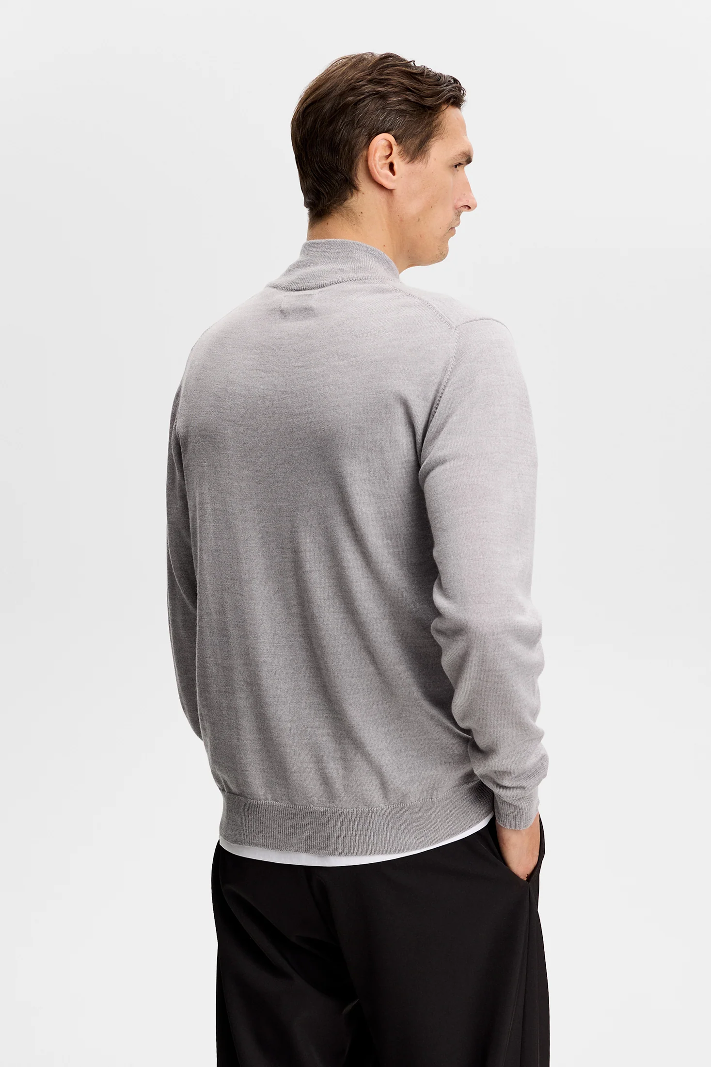 Kiyan Quarter Zip Sweater / Light Grey Melange - Image 3