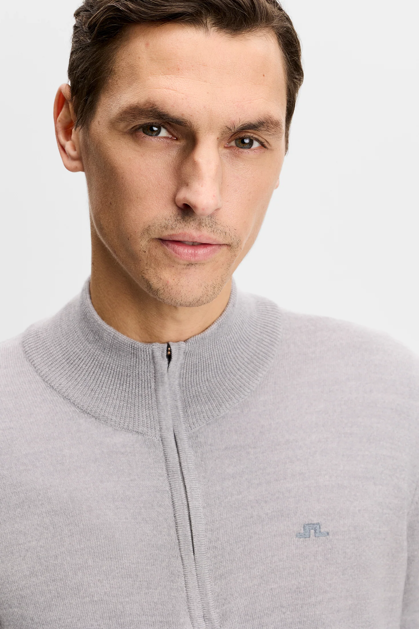 Kiyan Quarter Zip Sweater / Light Grey Melange - Image 5