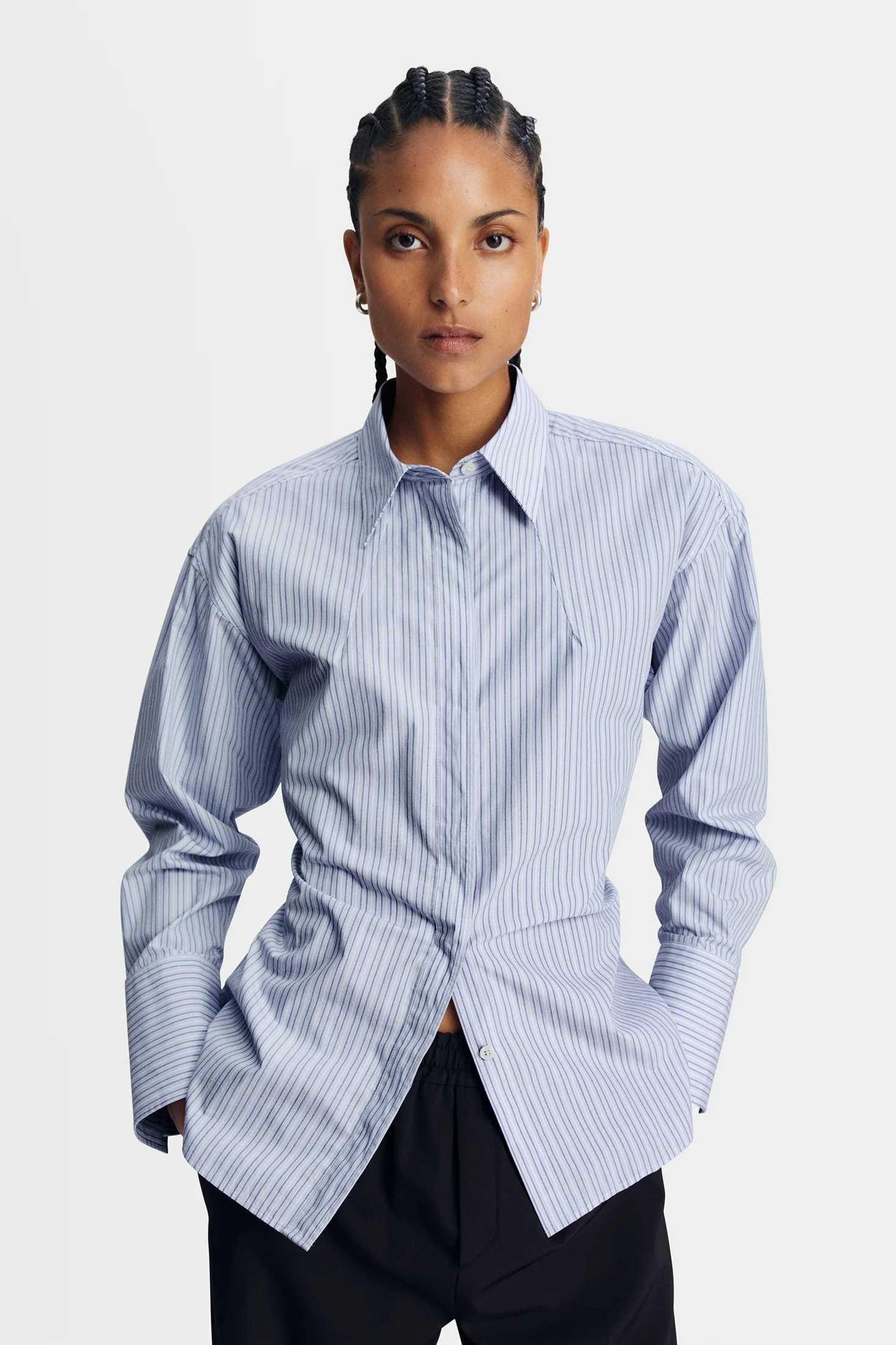 Kristina Cotton Stripe Shirt / Forget-Me-Not - Image 3