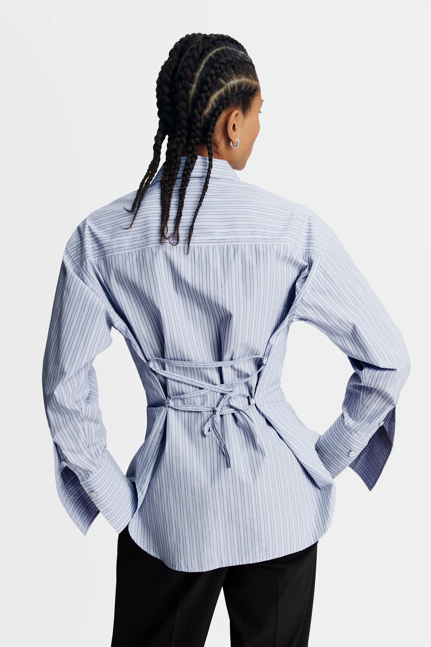 Kristina Cotton Stripe Shirt / Forget-Me-Not - Image 4