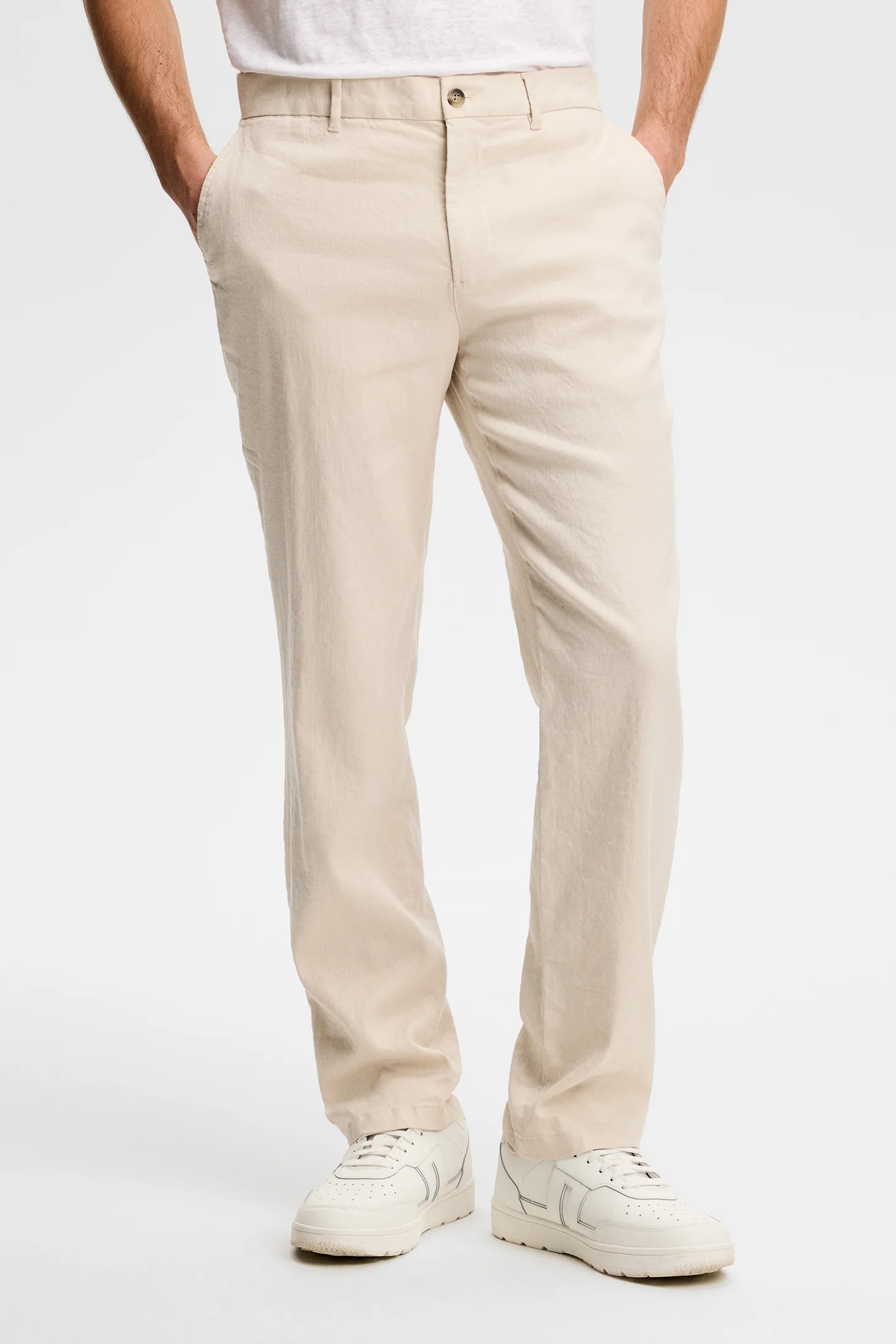 Logan Stretch Linen Pants / Moonbeam - Image 2