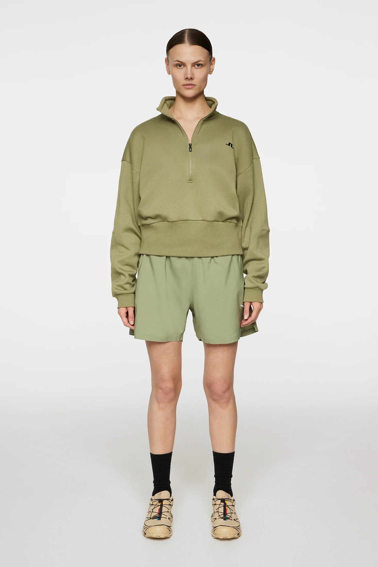 Lucia Zip Mock Neck / Oil Green - Image 4