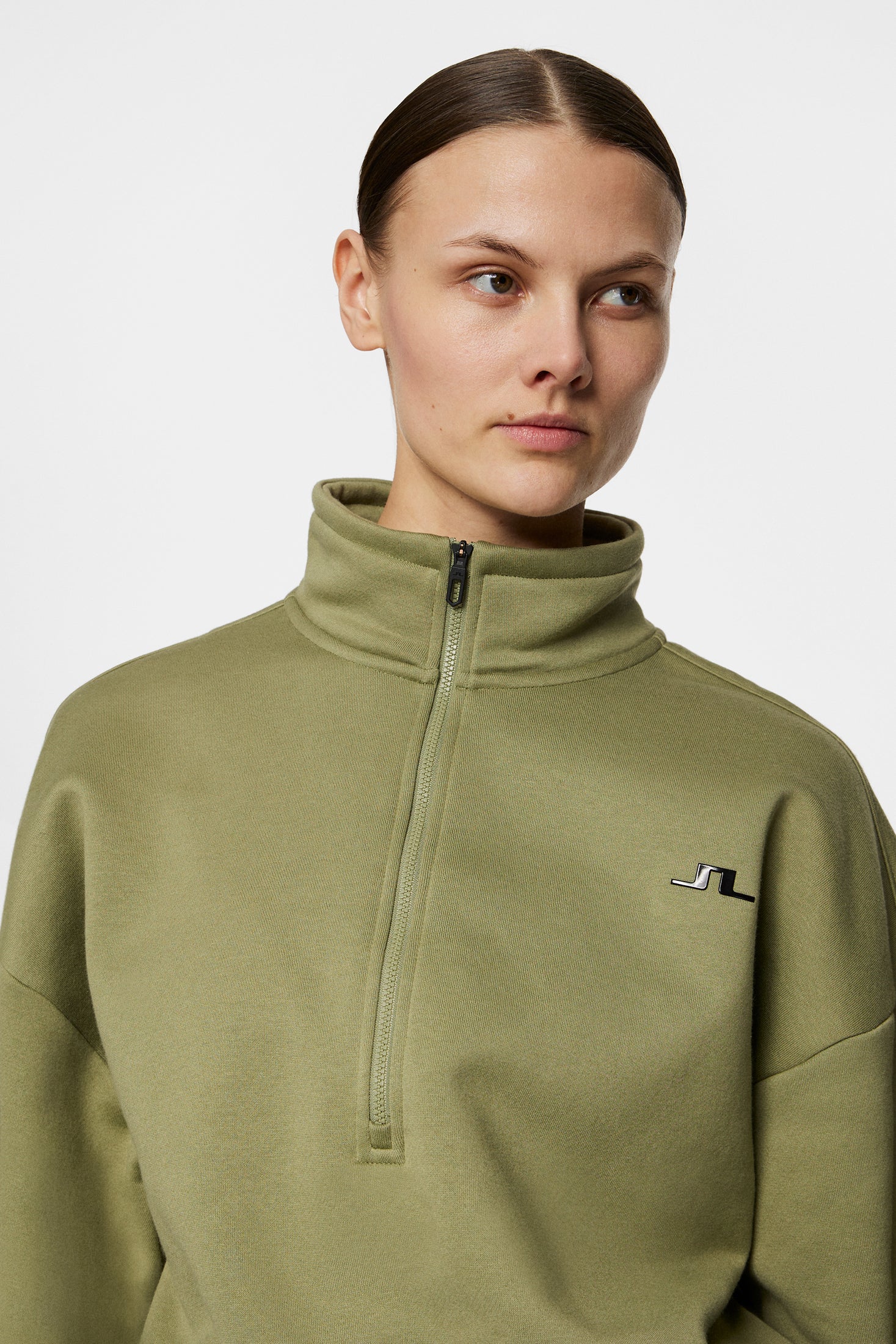 Lucia Zip Mock Neck / Oil Green - Image 5