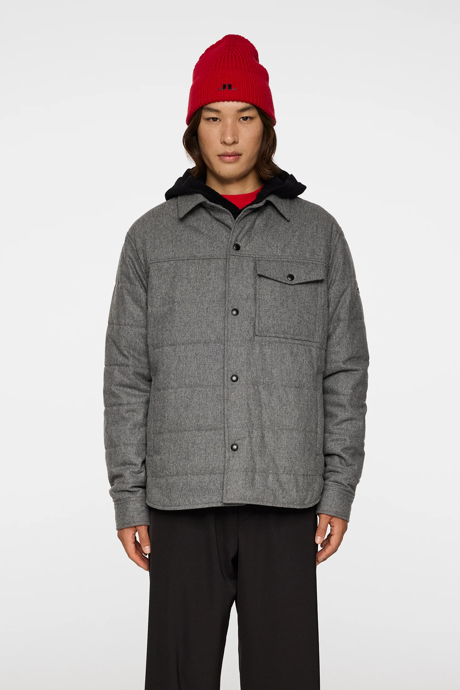 Nelson Padded quilt overshirt / Dark Grey Melange - Image 2