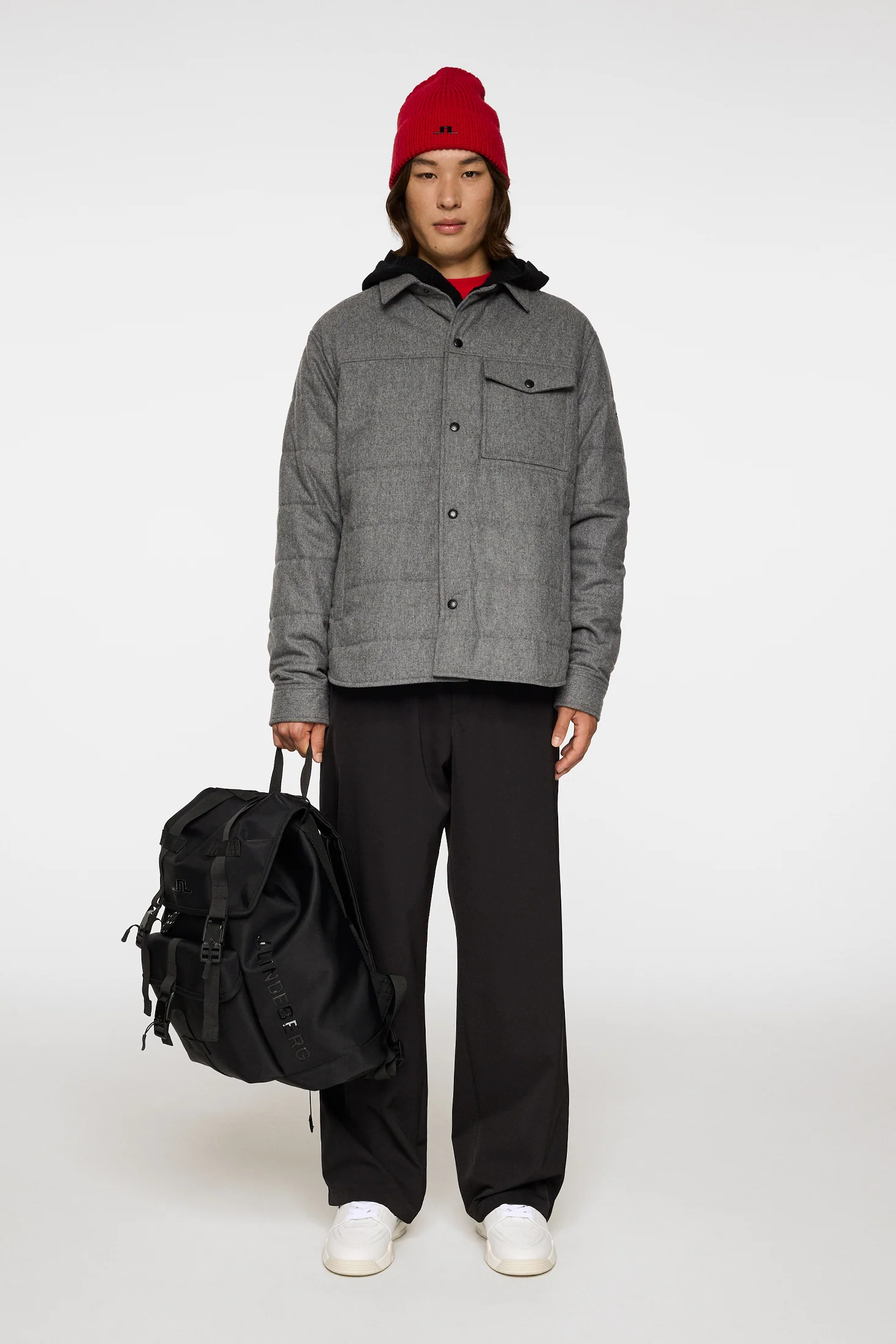 Nelson Padded quilt overshirt / Dark Grey Melange - Image 4