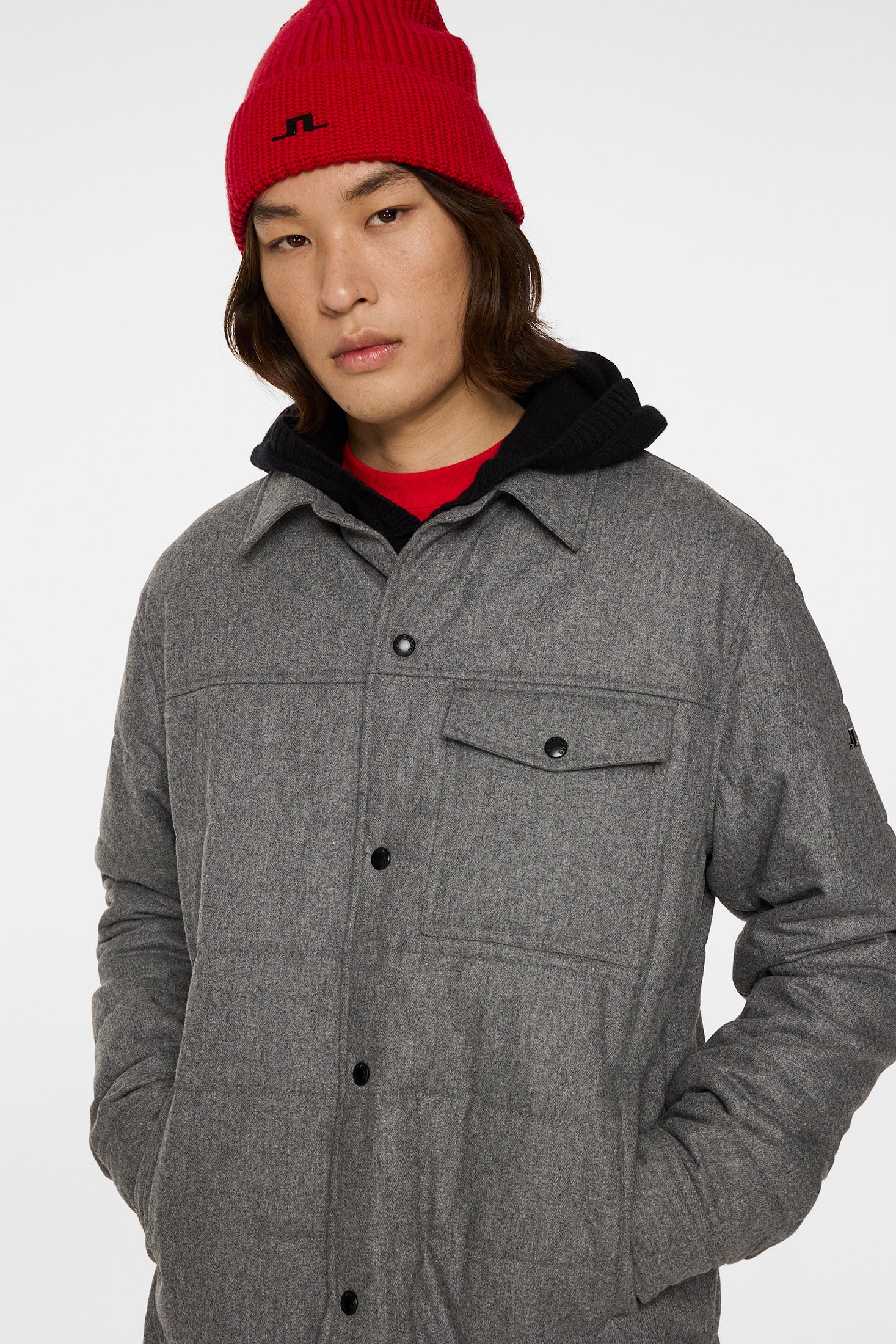 Nelson Padded quilt overshirt / Dark Grey Melange - Image 5