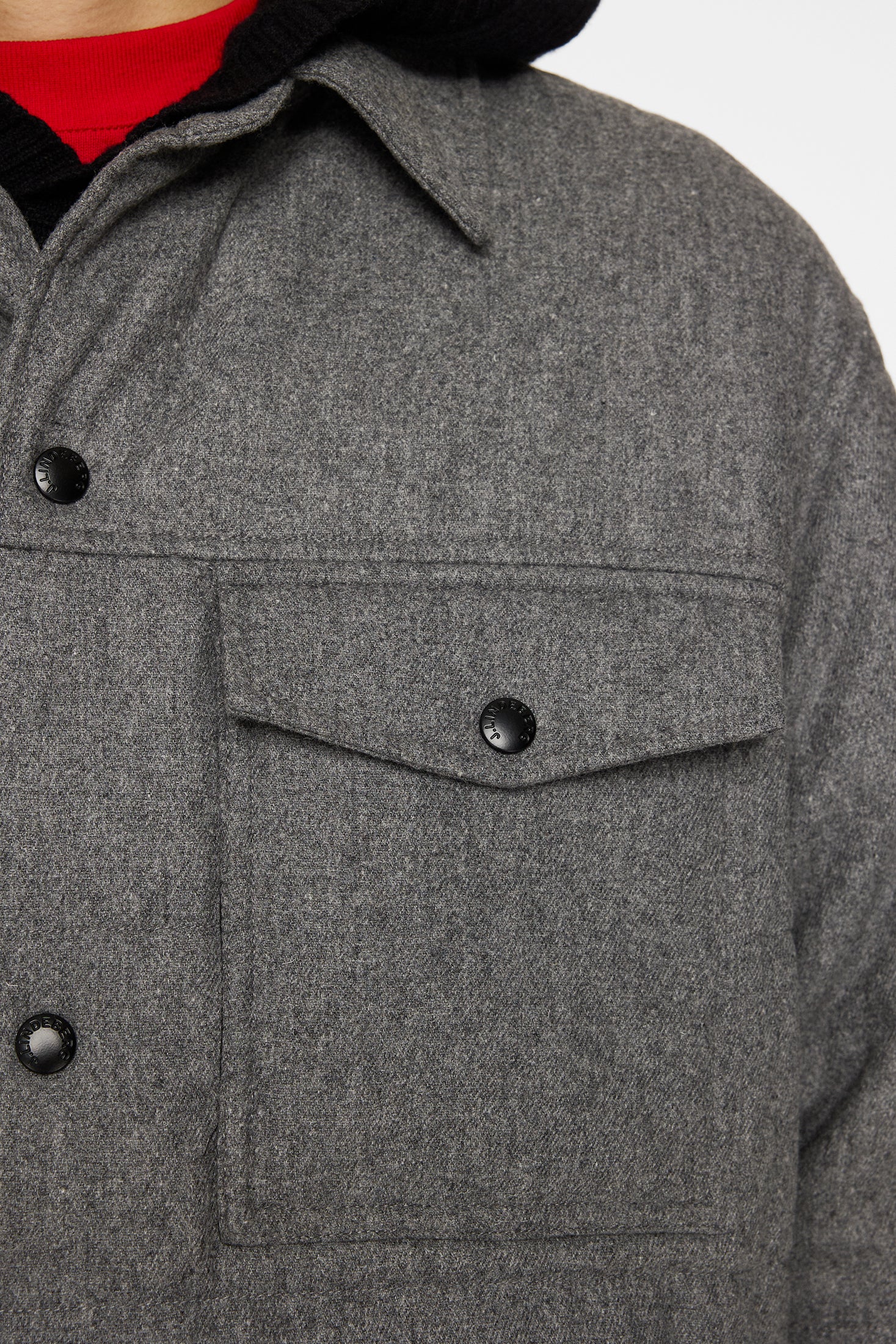 Nelson Padded quilt overshirt / Dark Grey Melange - Image 6