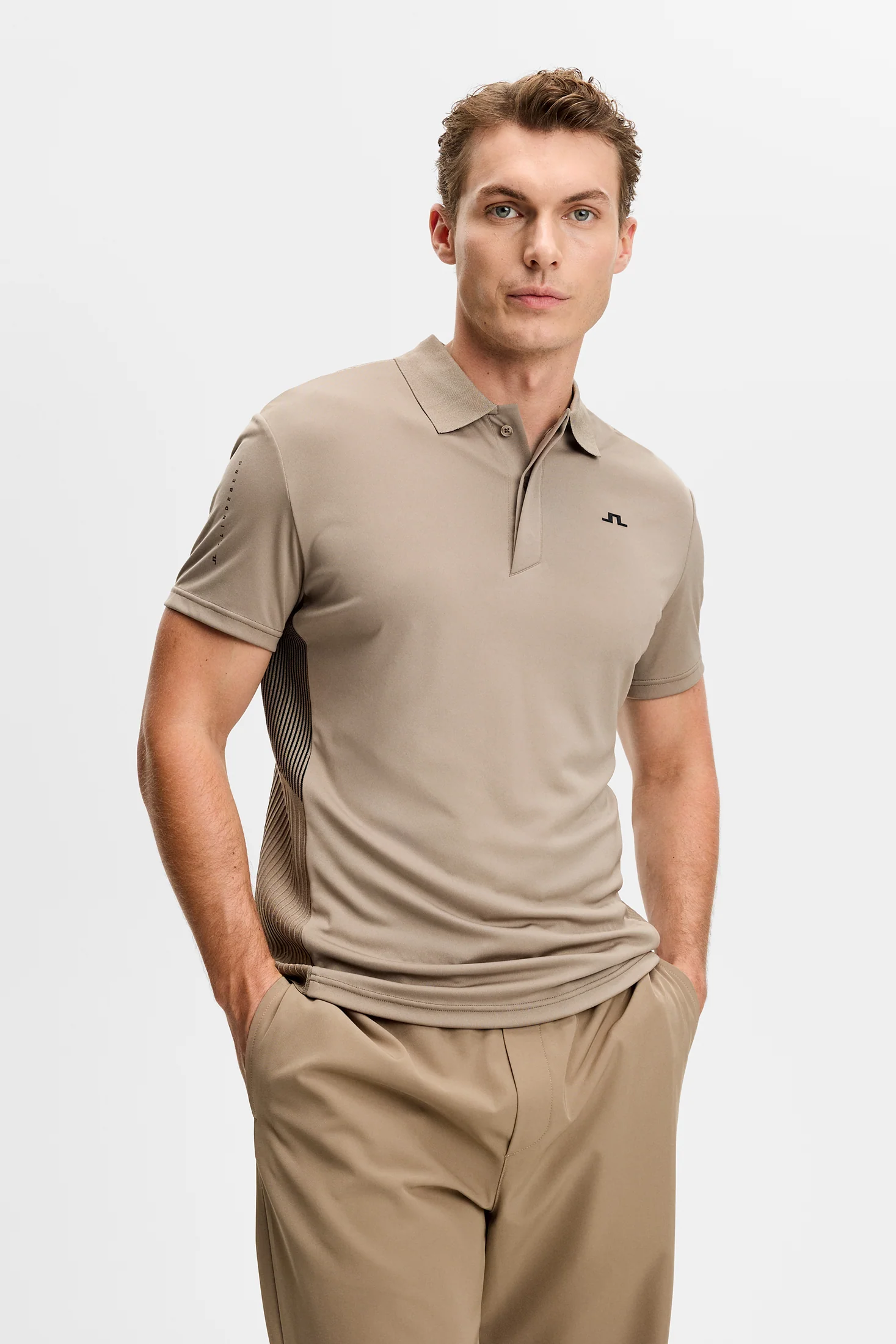 Neri Hybrid Knit Polo Shirt / Brindle - Image 3