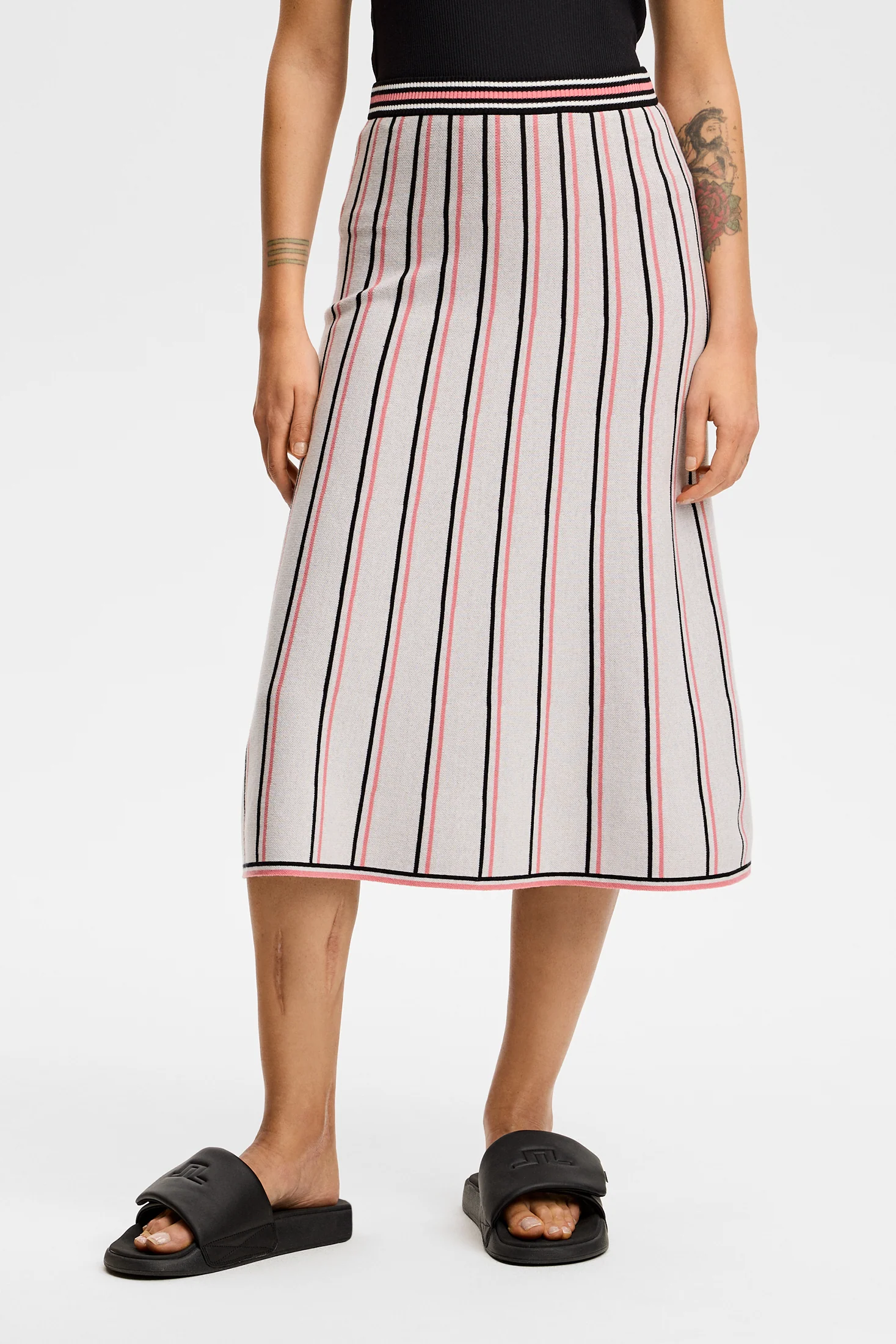 Nora Knit Midi Skirt / White - Image 2
