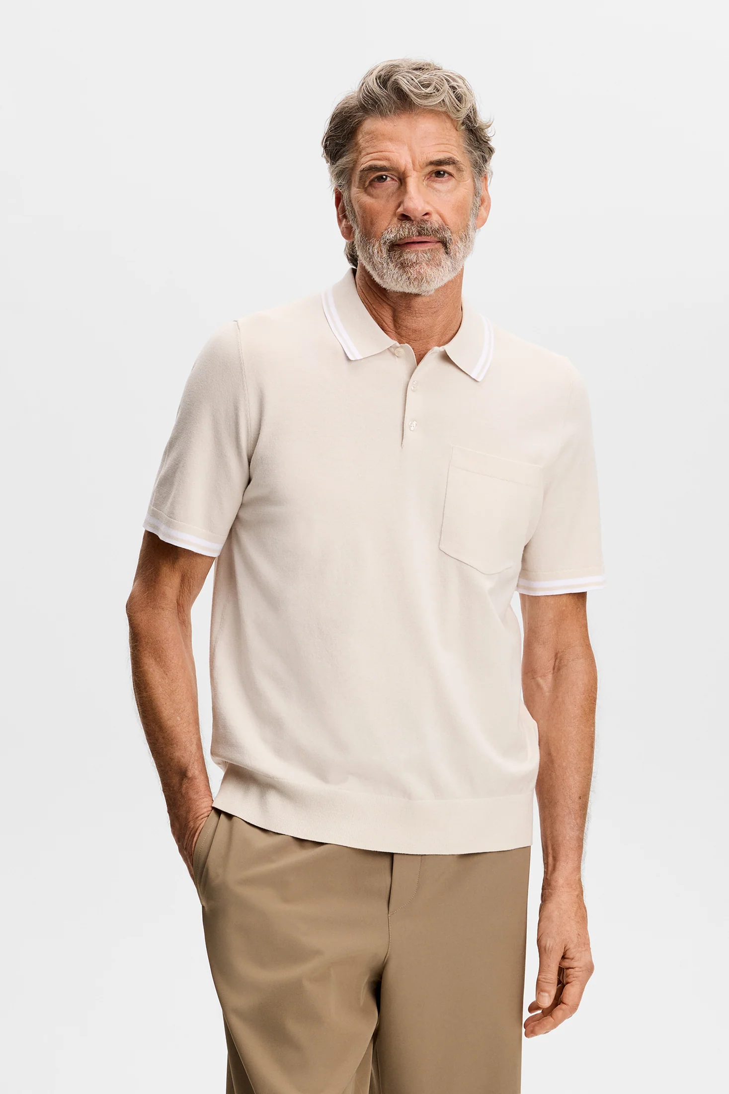 Ramon Knit SS Polo / Moonbeam - Image 2