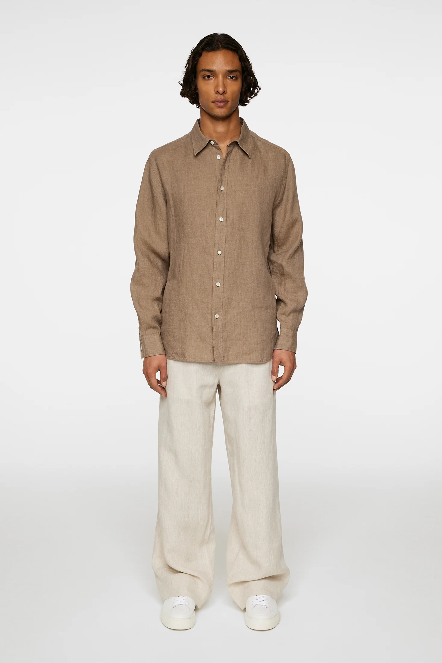 Reg LS Linen Melange Shirt / Sepia Tint - Image 4