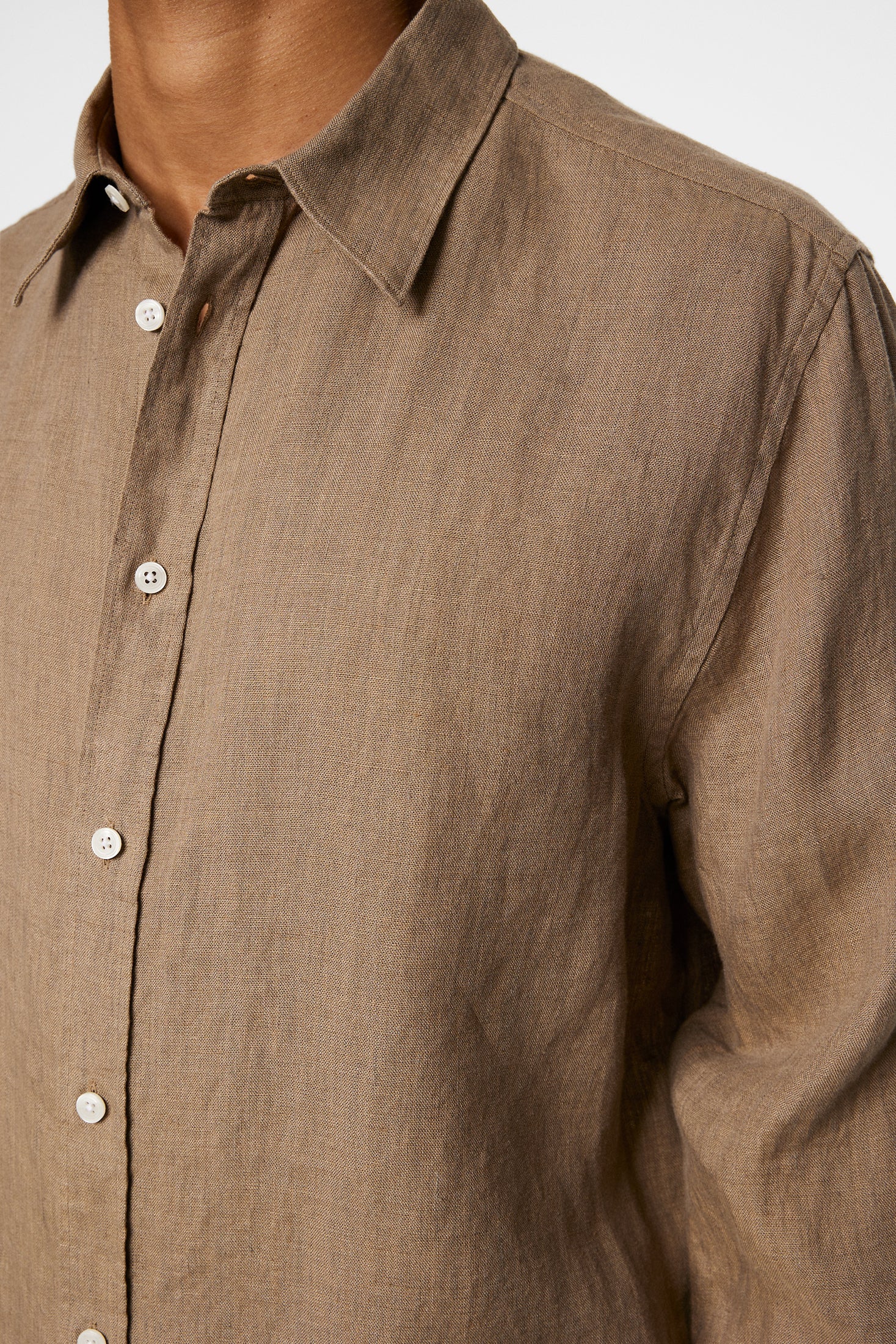 Reg LS Linen Melange Shirt / Sepia Tint - Image 6