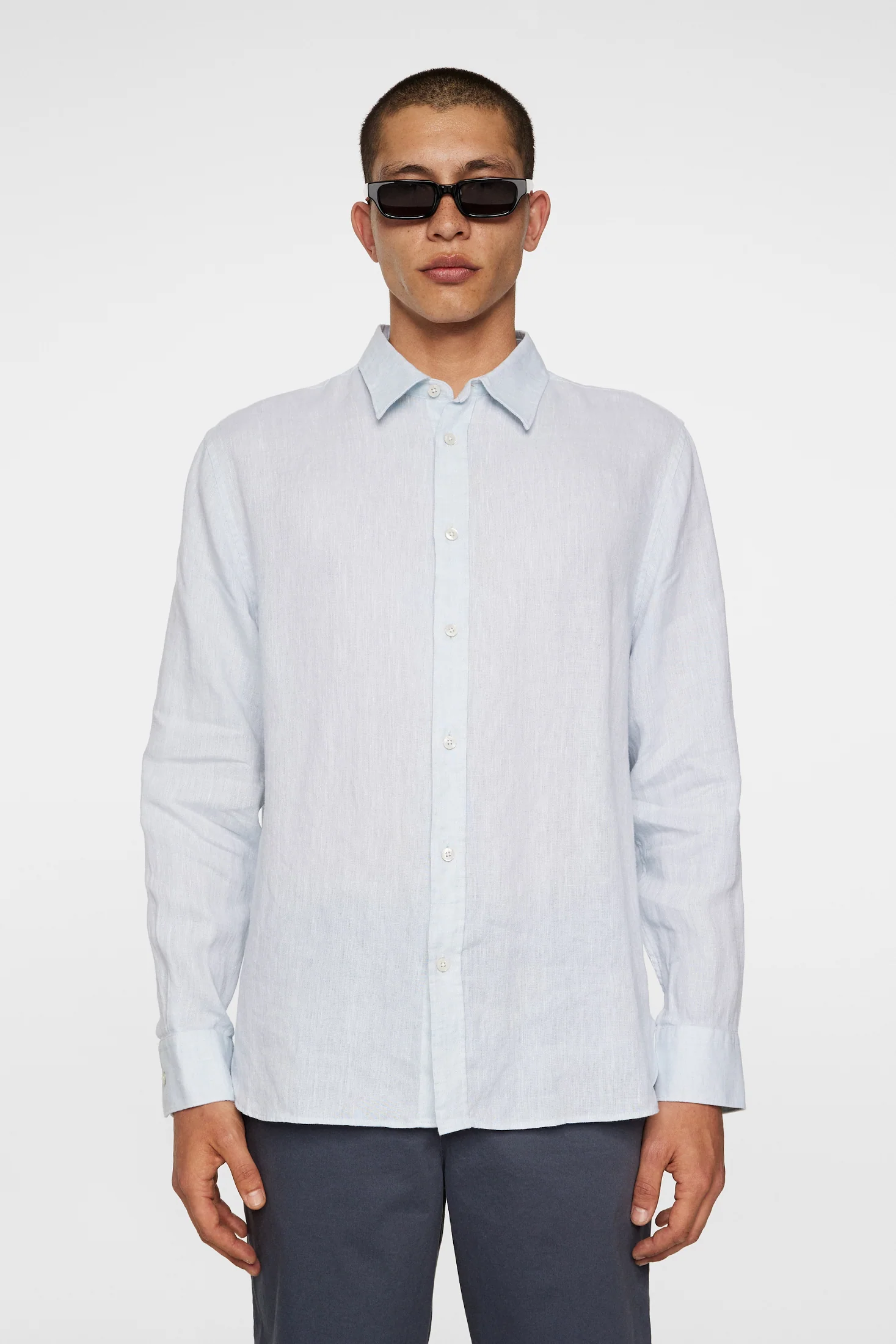 Reg LS Linen Melange Shirt / Winter Sky - Image 2