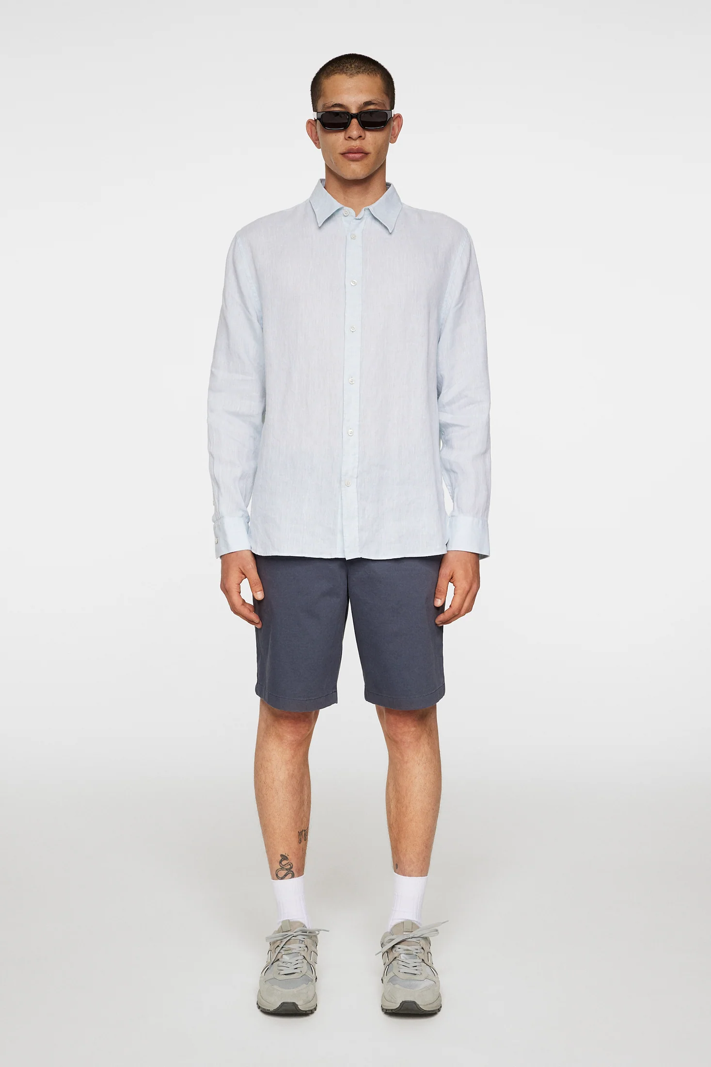 Reg LS Linen Melange Shirt / Winter Sky - Image 4