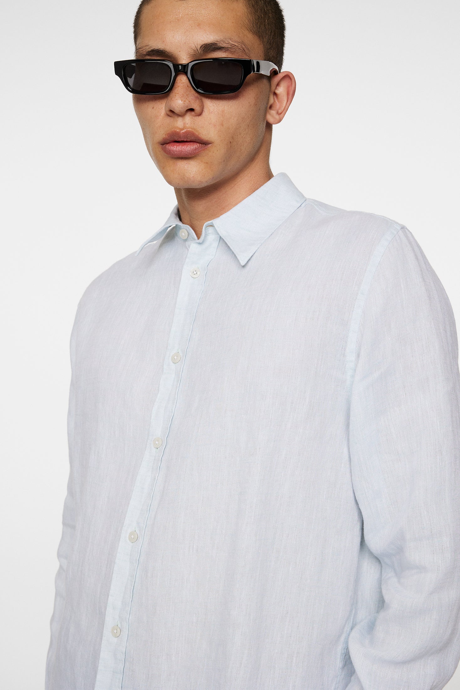 Reg LS Linen Melange Shirt / Winter Sky - Image 5