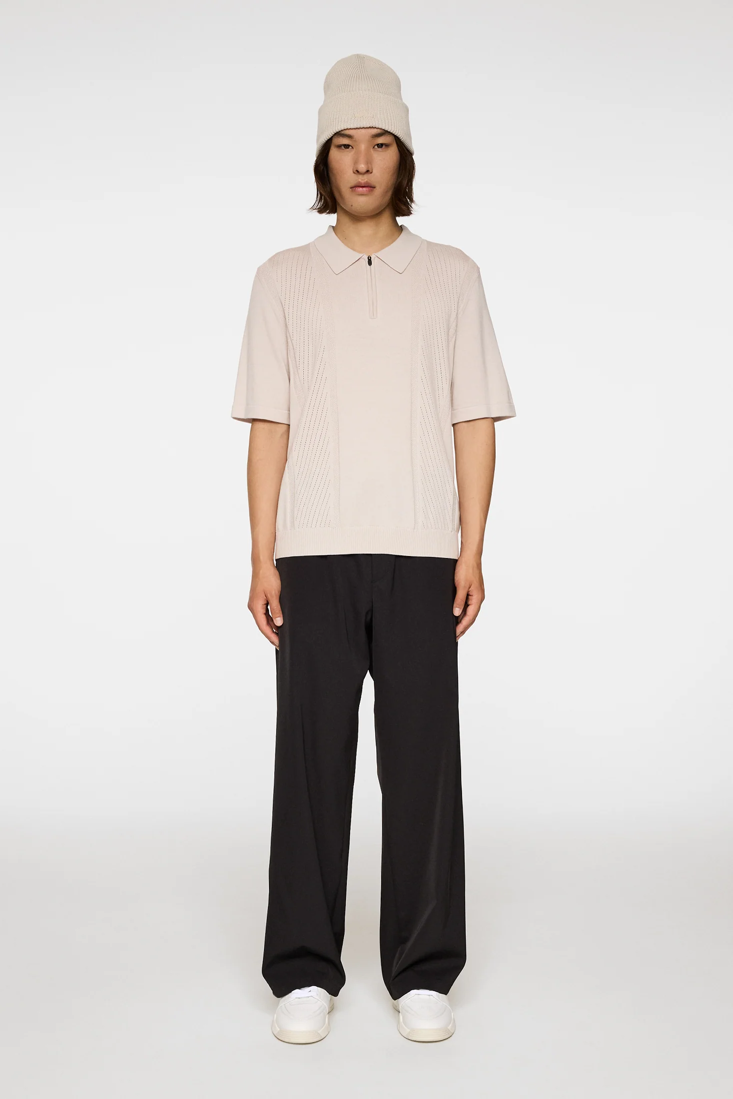 Remy Structure Zip Knit Polo / Moonbeam - Image 4