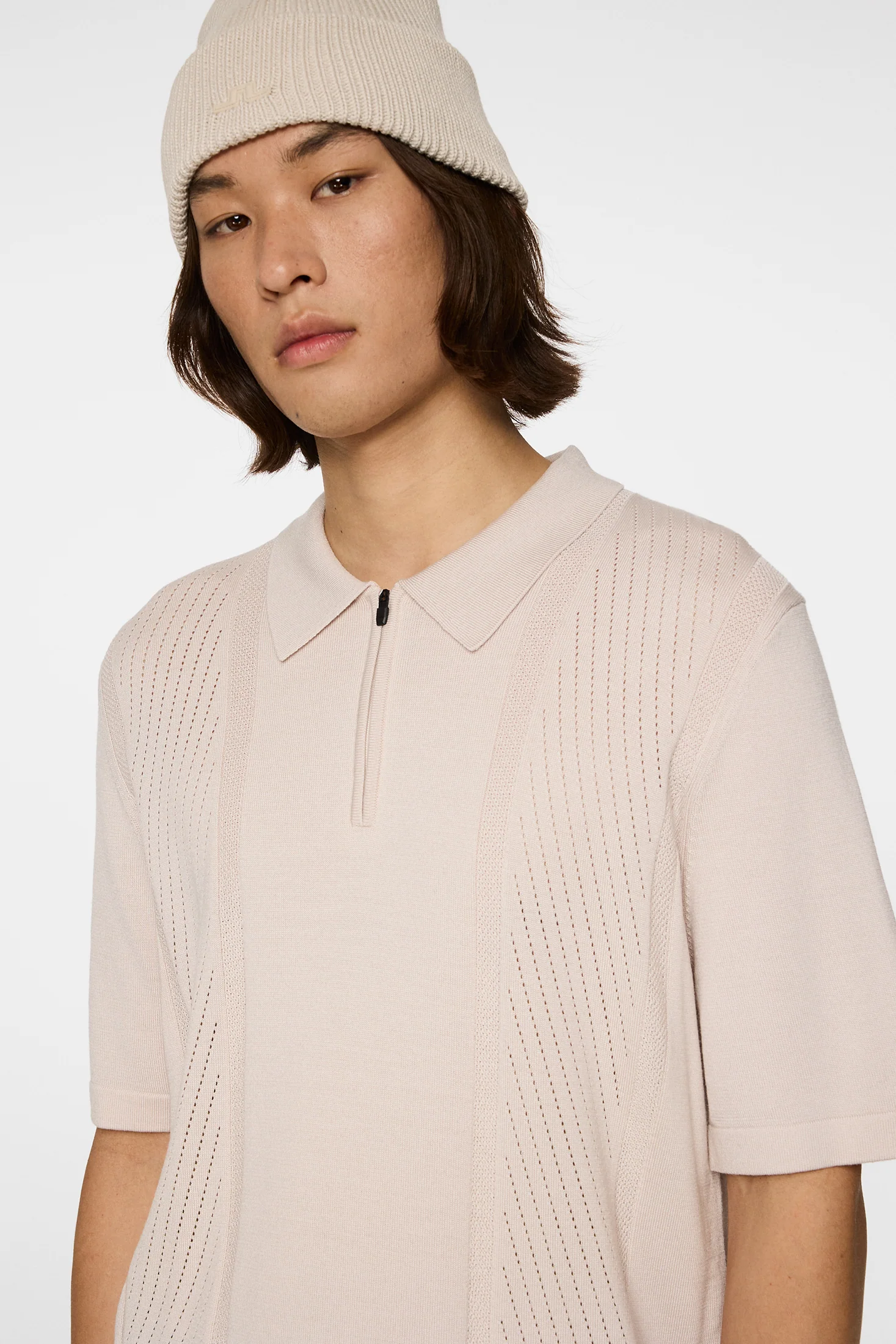 Remy Structure Zip Knit Polo / Moonbeam - Image 5