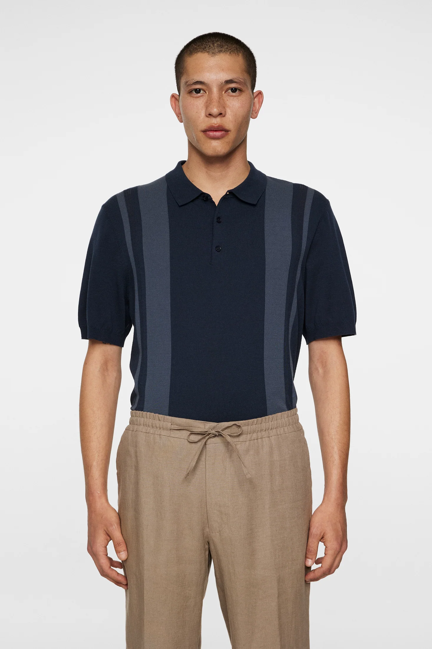 Reymond Stripe Knit Polo / JL Navy - Image 3