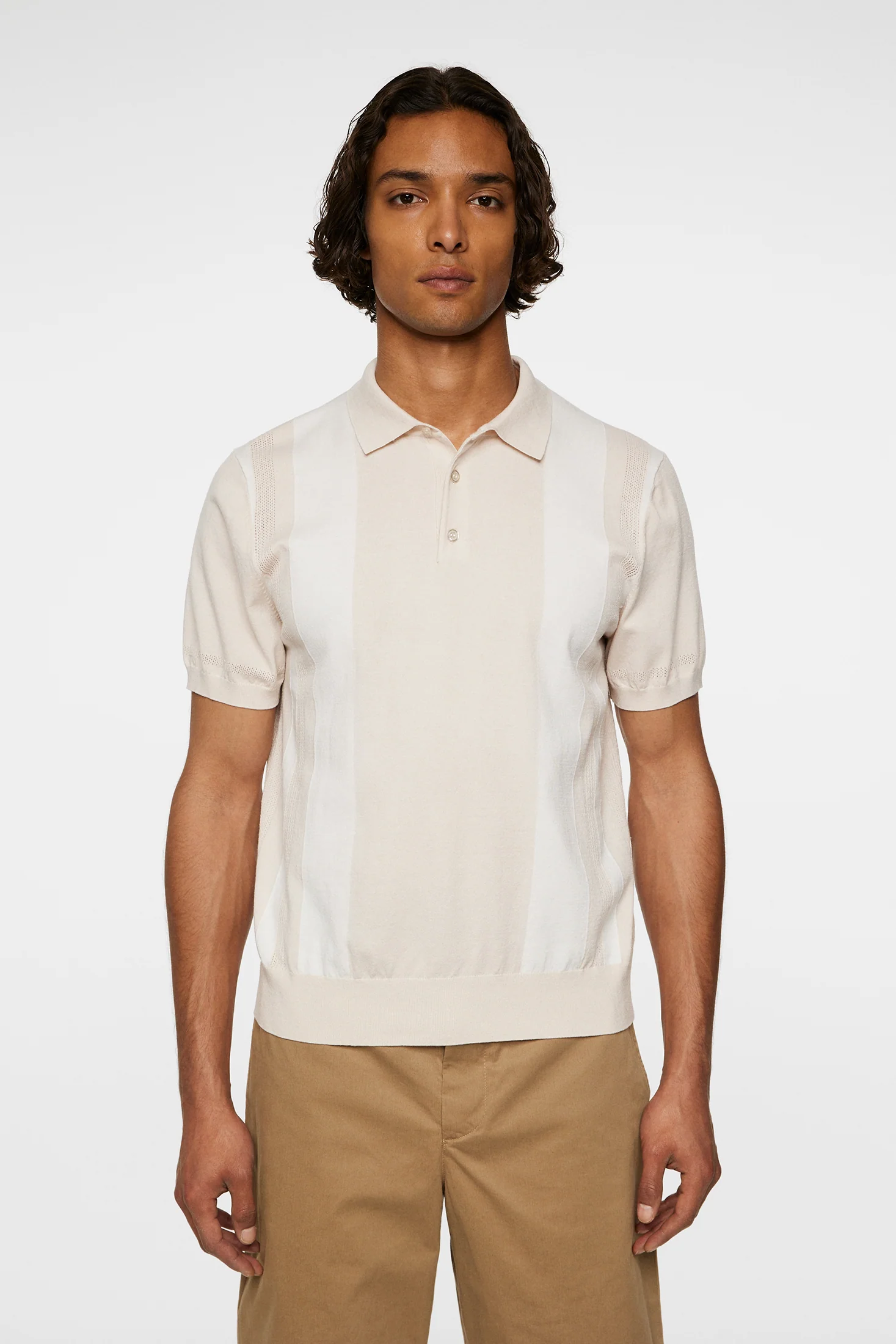 Reymond Stripe Knit Polo / Moonbeam - Image 3