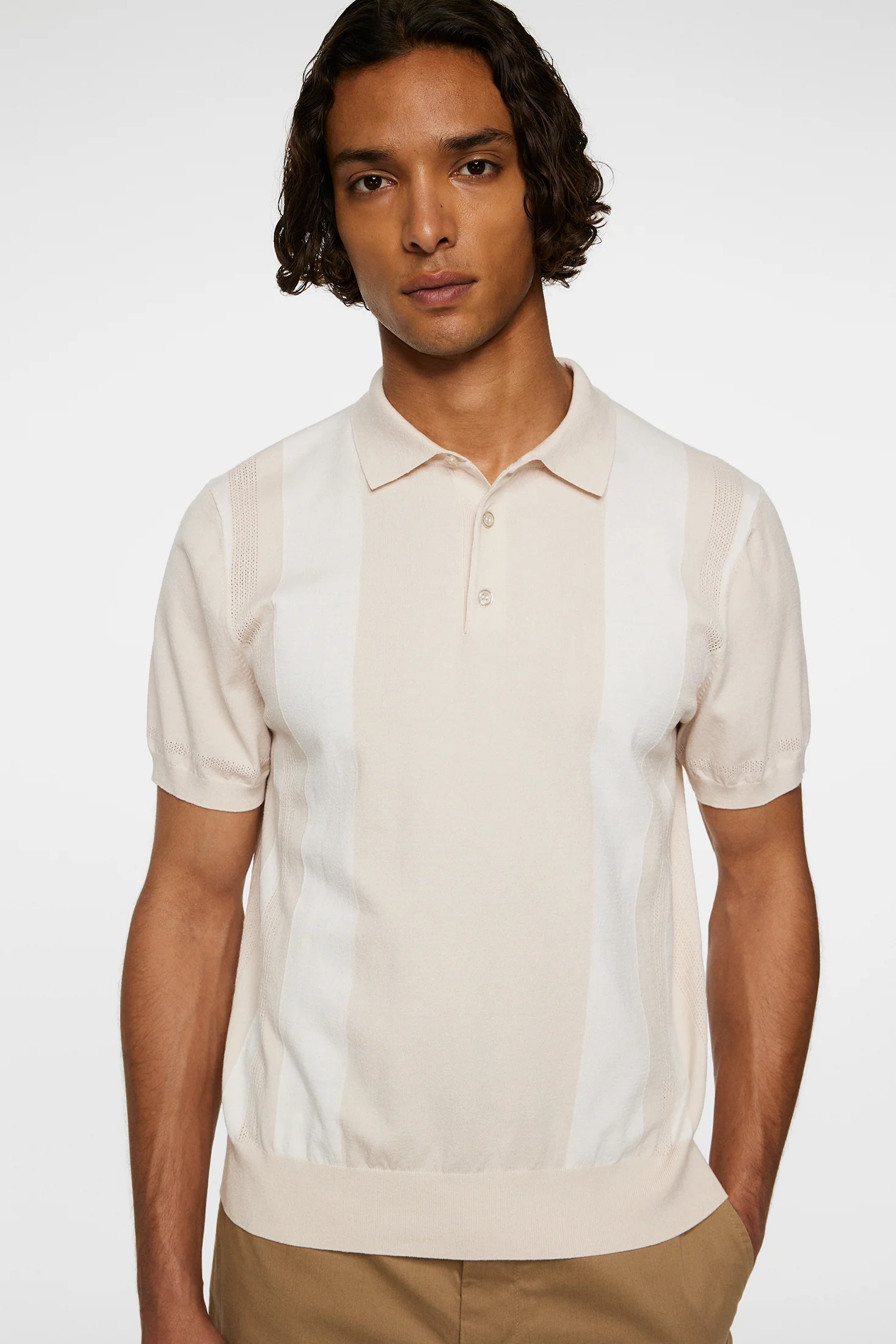 Reymond Stripe Knit Polo / Moonbeam - Image 6