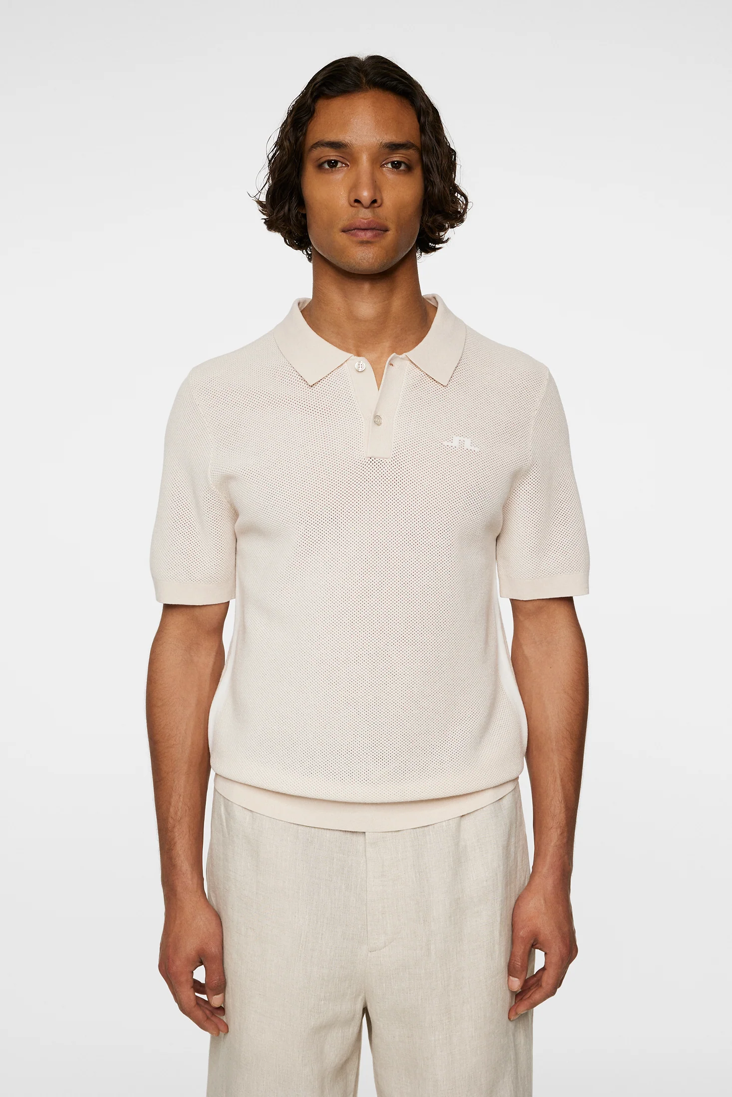 Reymond Structure Knit Polo / Moonbeam - Image 3