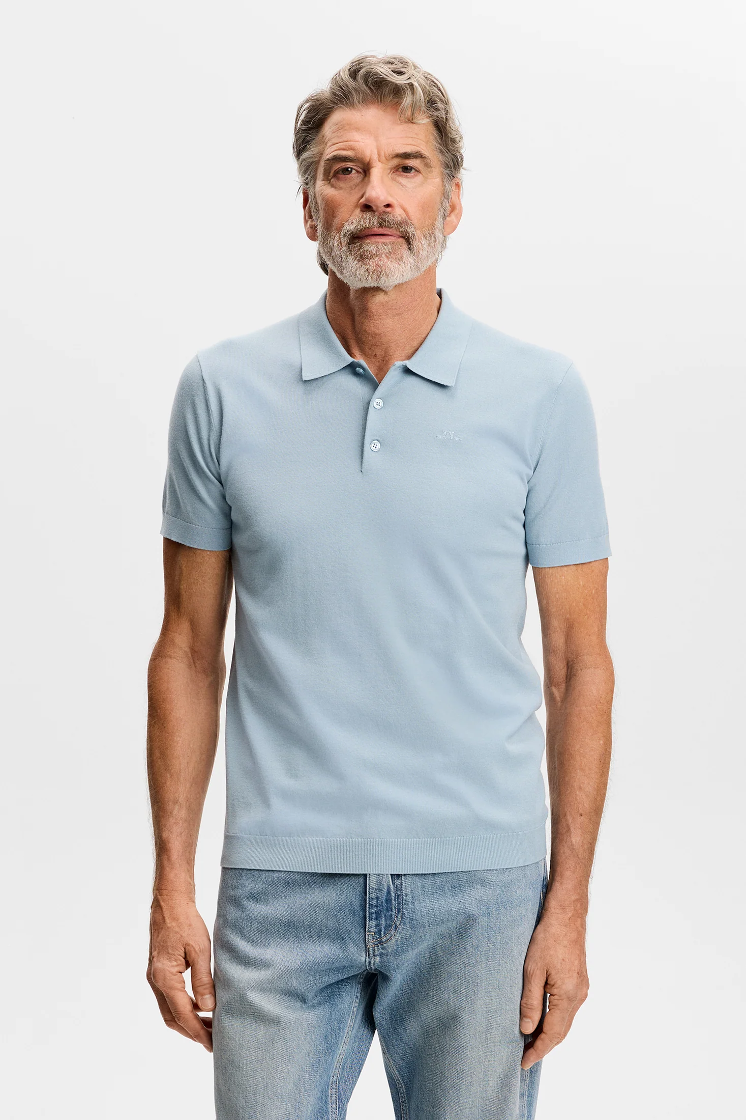 Ridge Knitted Polo / Forget-Me-Not - Image 2
