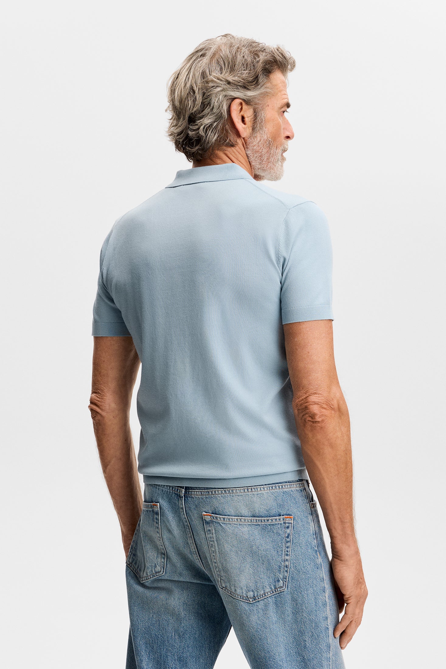 Ridge Knitted Polo / Forget-Me-Not - Image 3