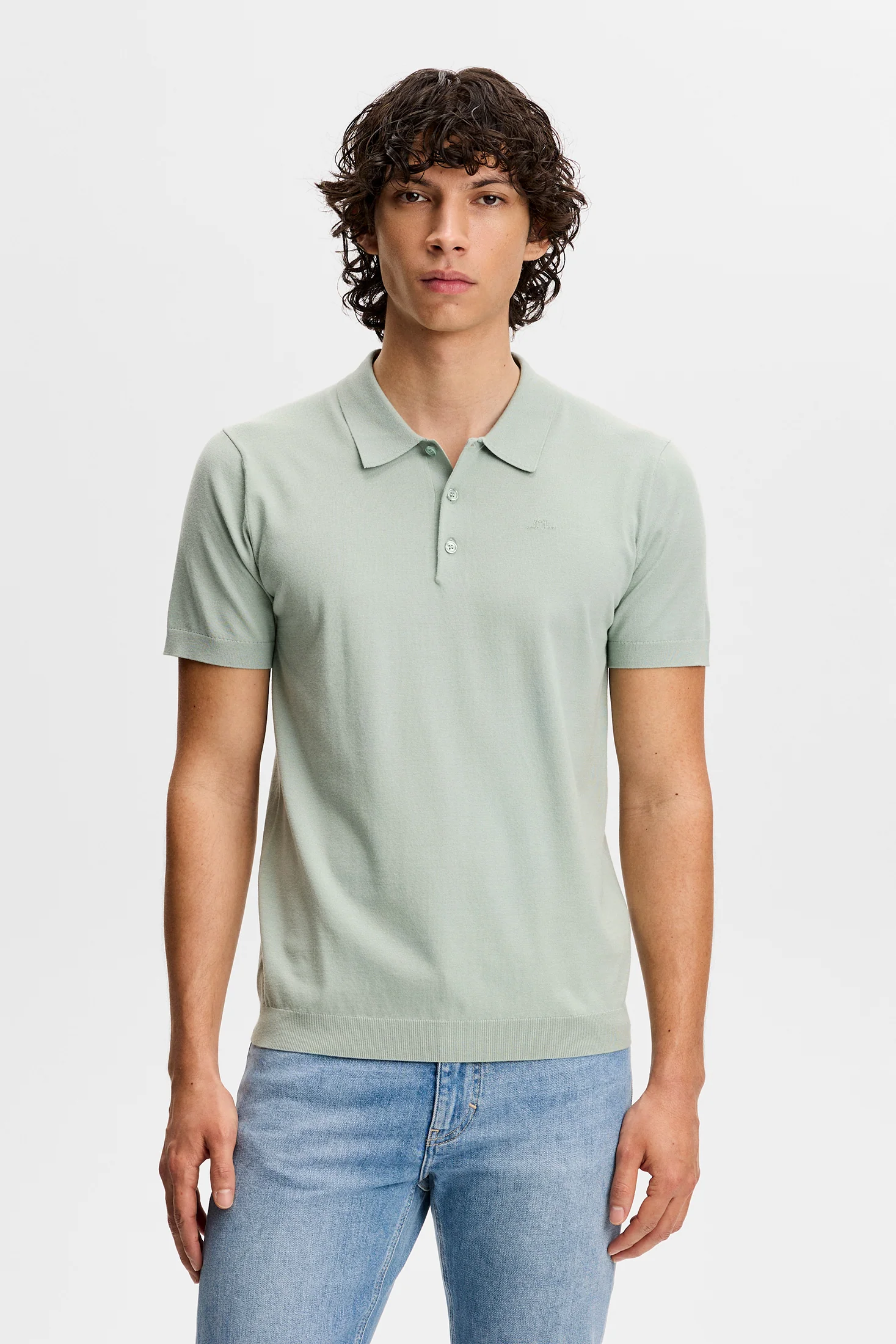 Ridge Knitted Polo / Jadeite - Image 2