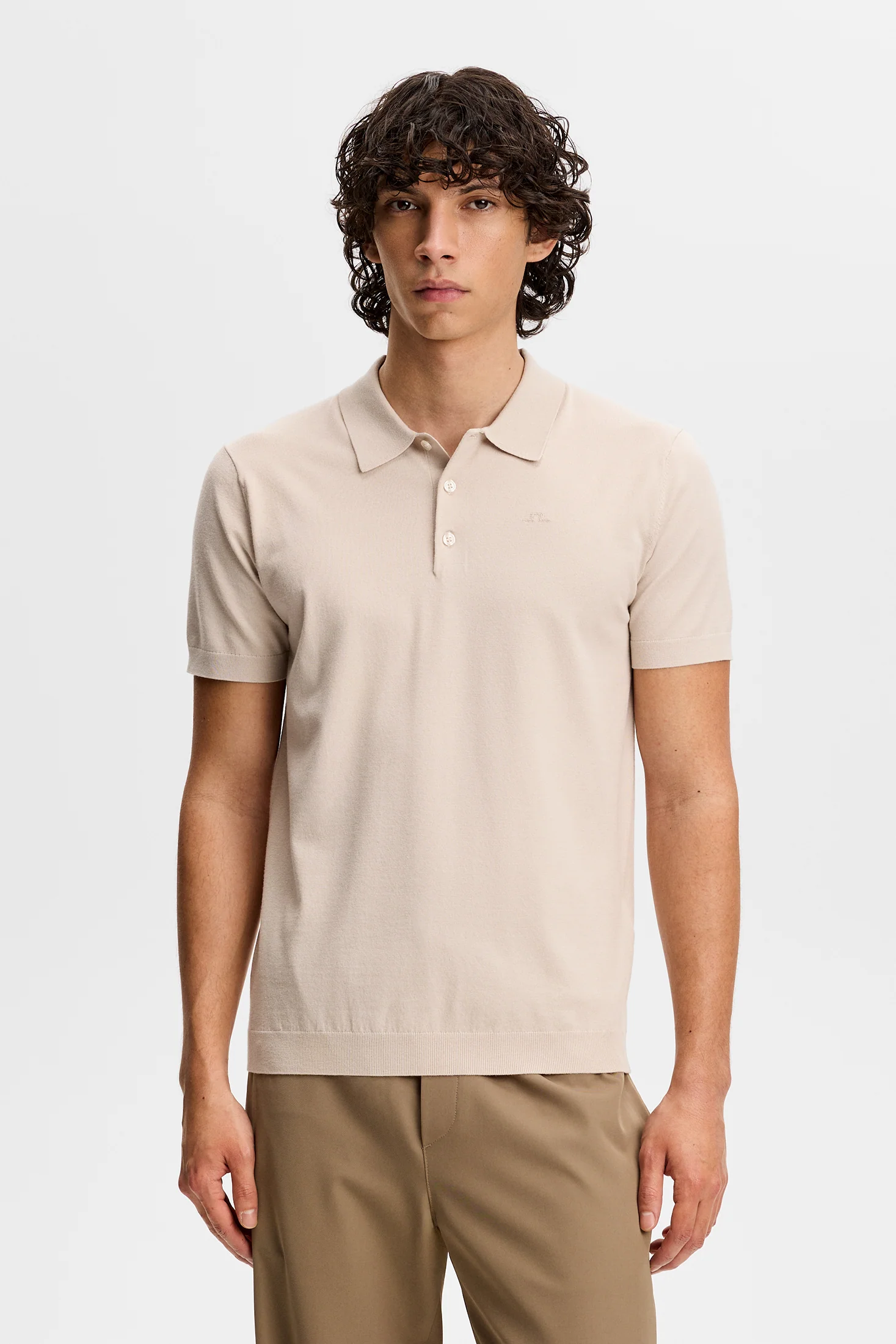 Ridge Knitted Polo / Moonbeam - Image 2