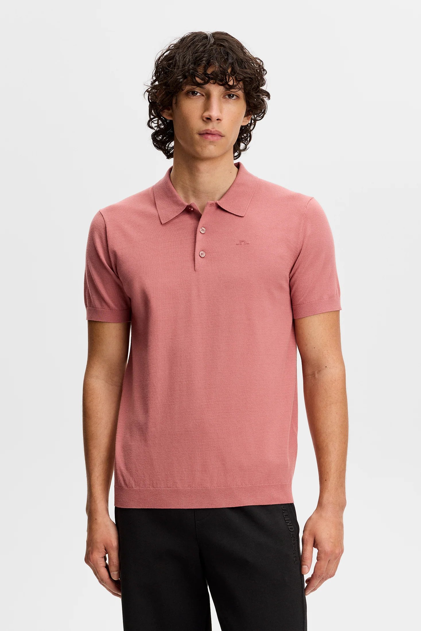 Ridge Knitted Polo / Withered Rose - Image 2