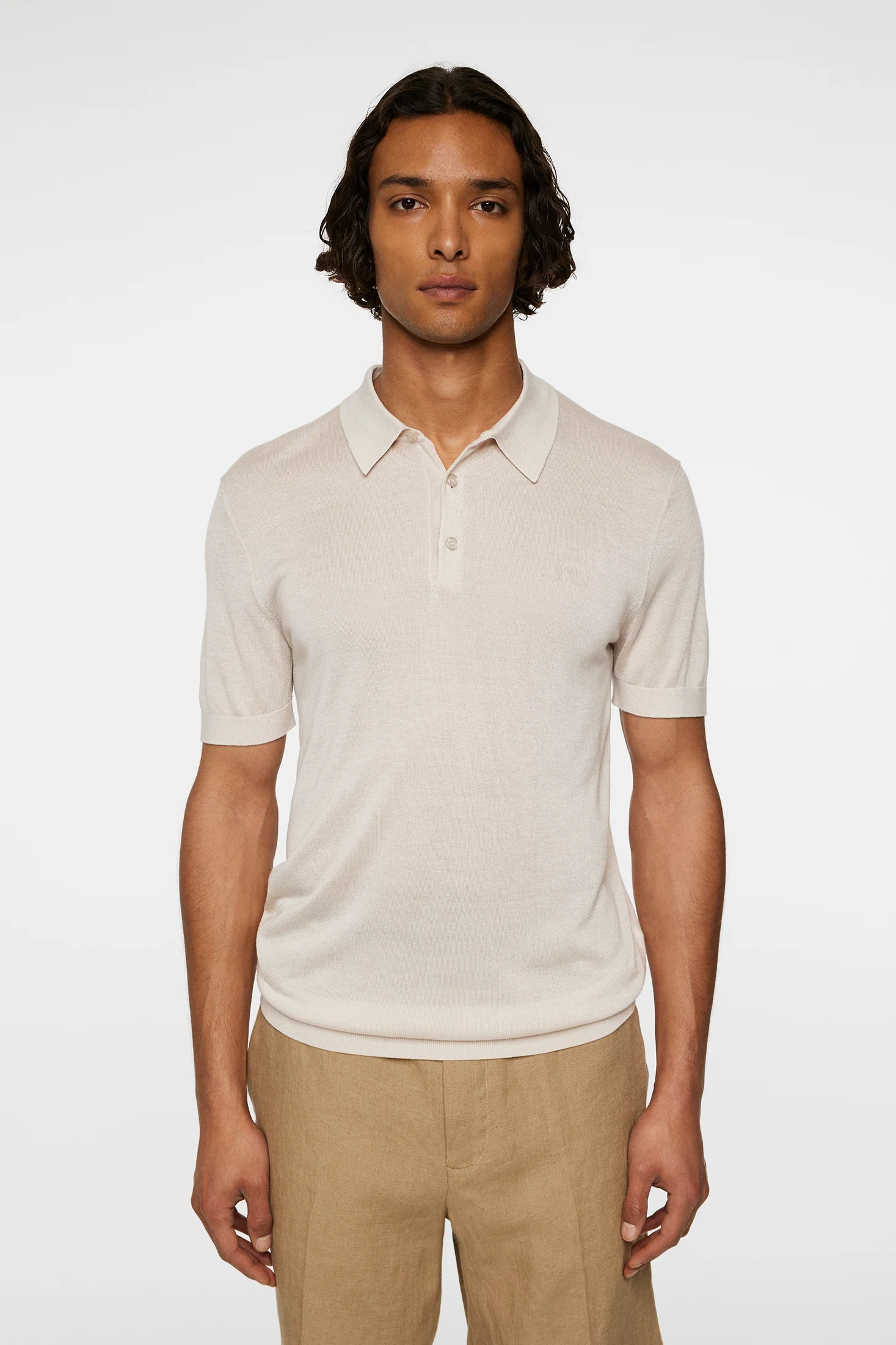 Ridge Lyocell Silk Polo / Moonbeam - Image 2