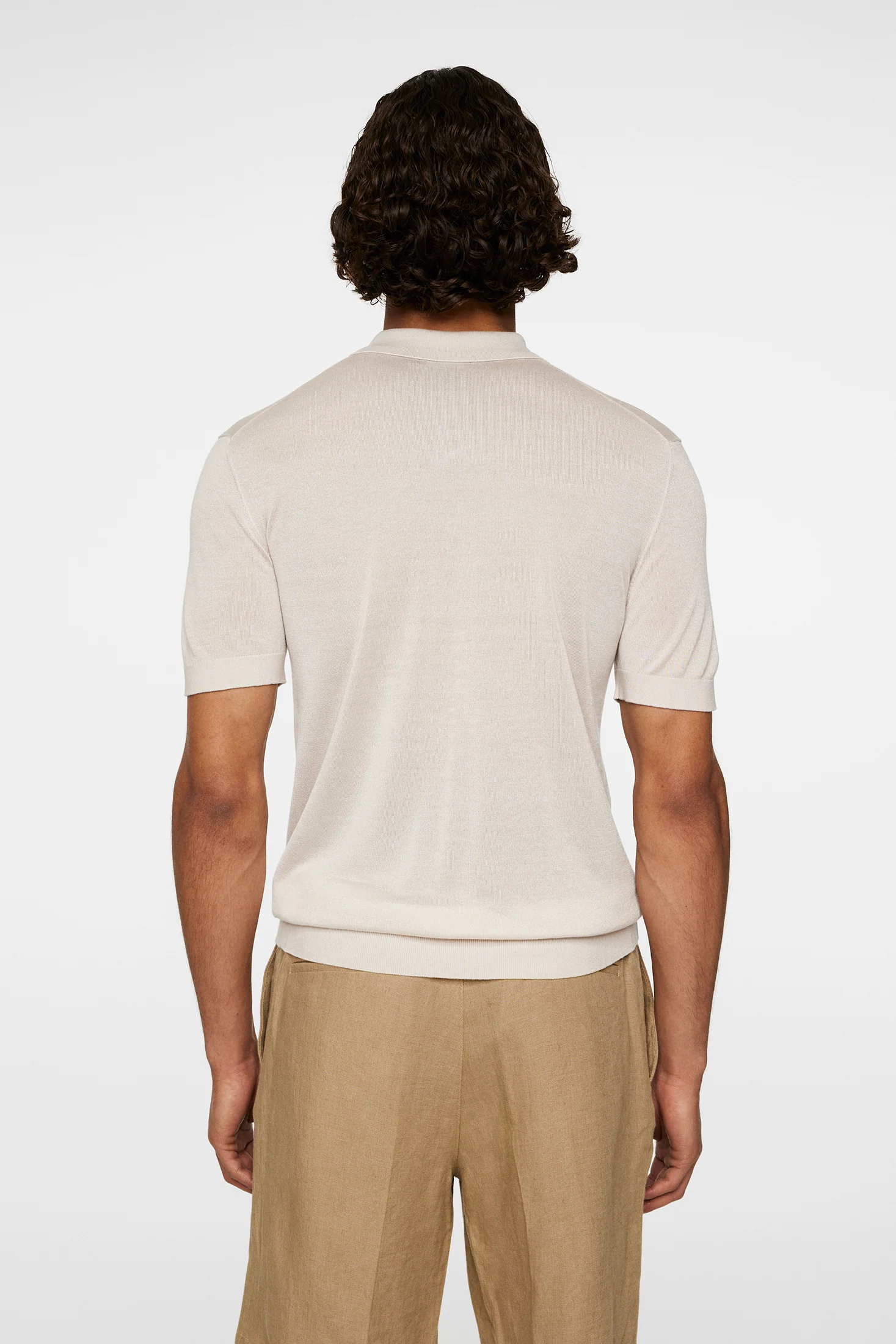 Ridge Lyocell Silk Polo / Moonbeam - Image 3
