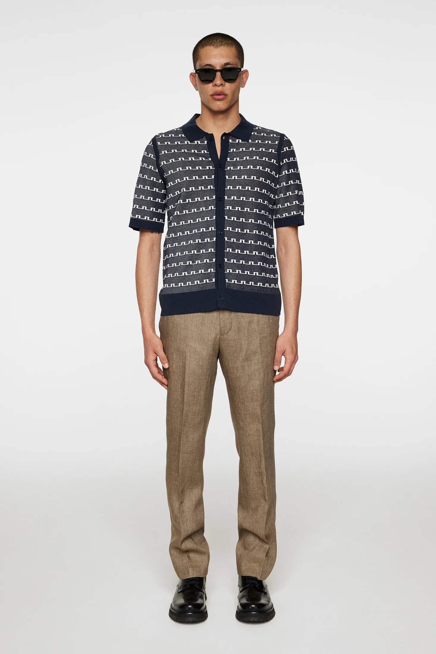 Rolando Logo Jacquard  Polo / JL Navy - Image 4
