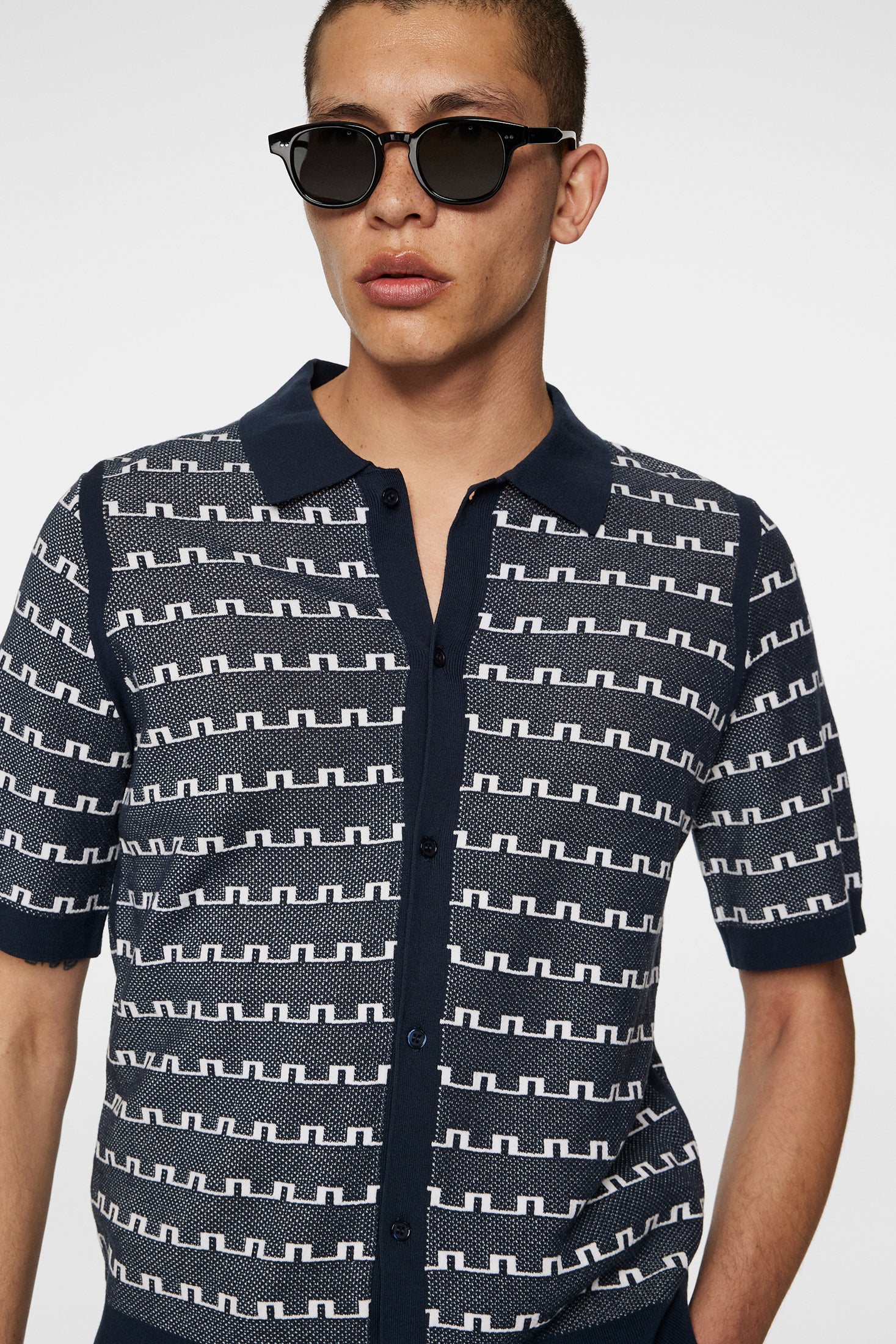Rolando Logo Jacquard  Polo / JL Navy - Image 5