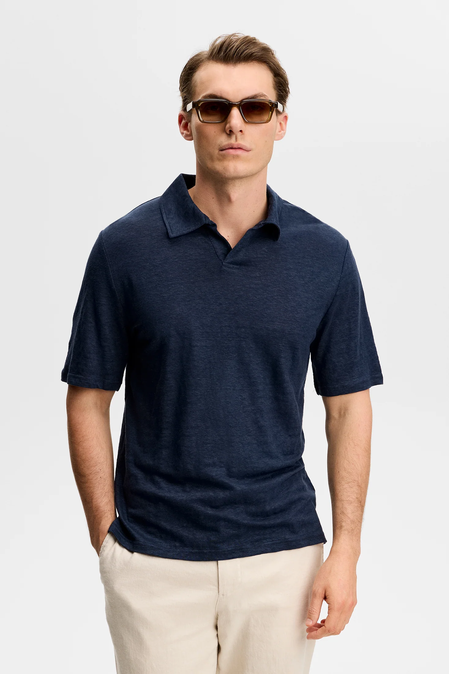 Roy Linen Polo / JL Navy - Image 2