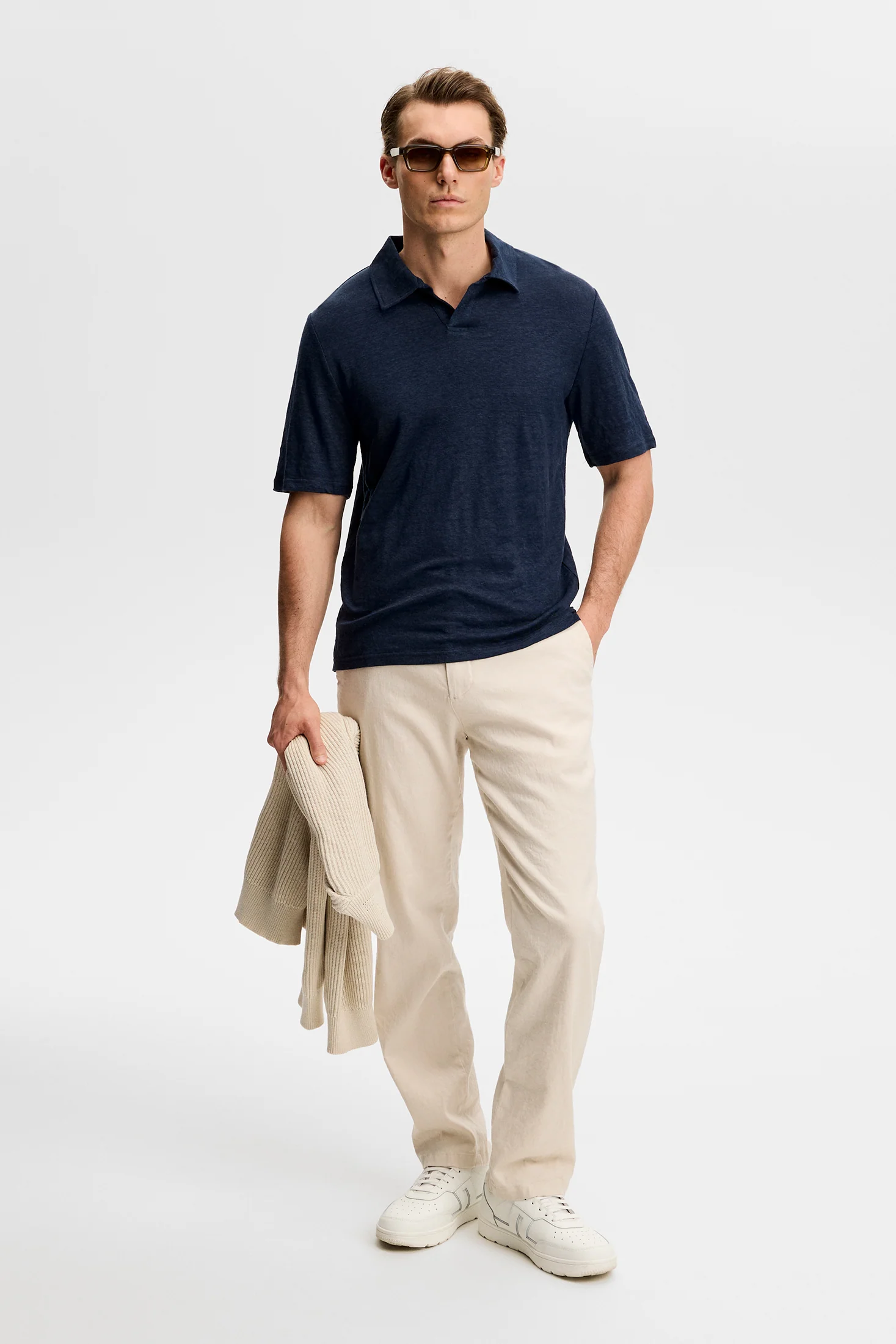 Roy Linen Polo / JL Navy - Image 4
