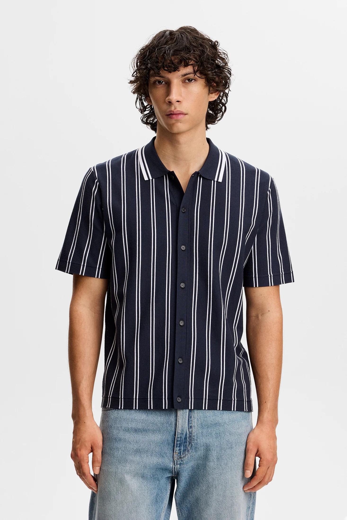 Rue Knit SS Shirt / JL Navy - Image 3