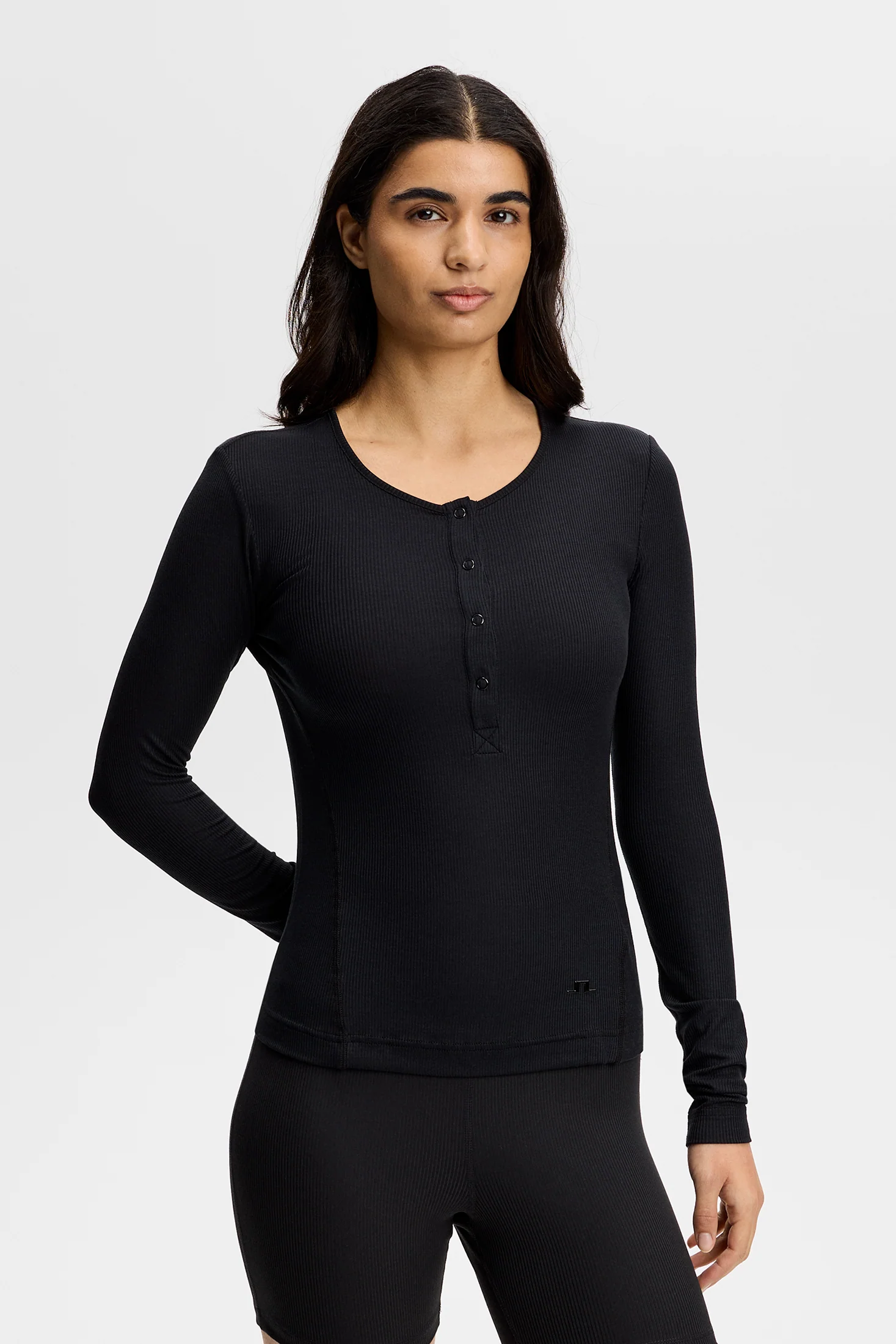 Sanna Rib Henley LS / Black - Image 3