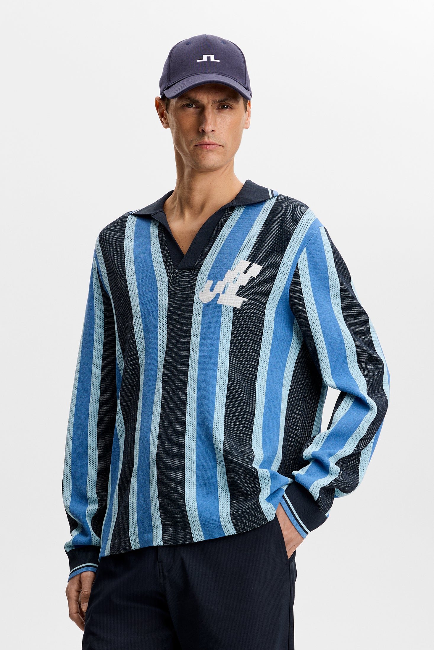 Silas Stripe Polo Knit / JL Navy - Image 2